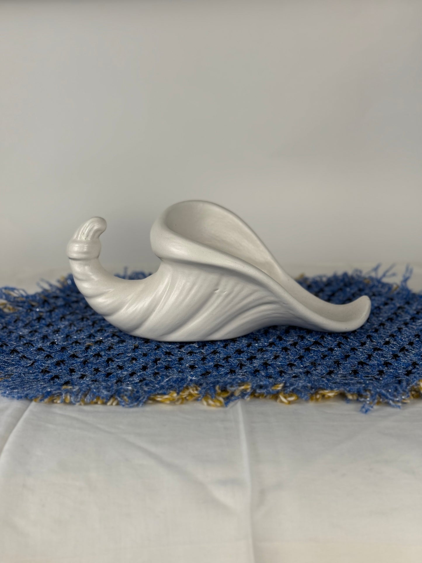 Handmade Matte Ceramic Cornucopia Vase / Planter (1950's-1970's)