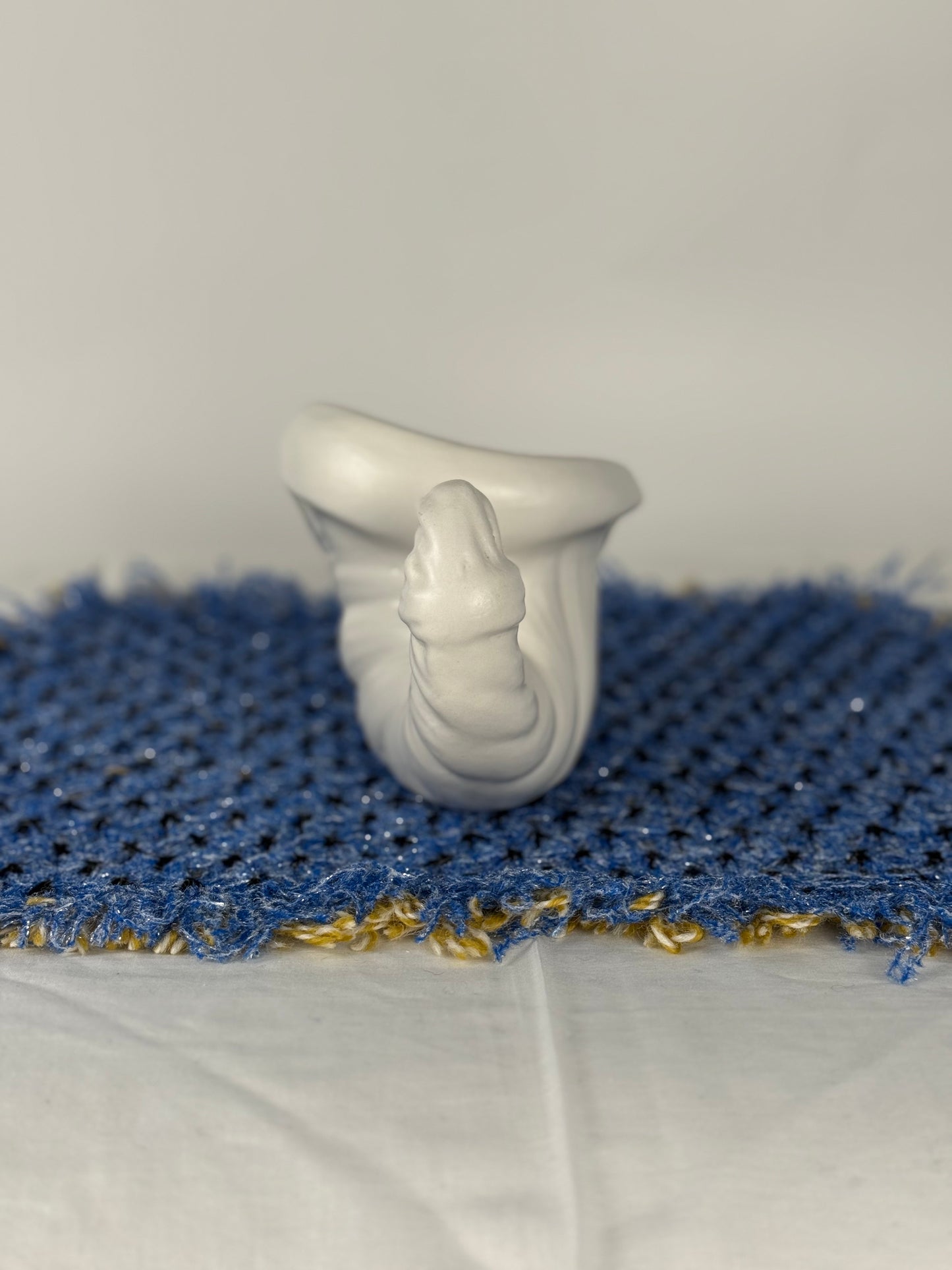 Handmade Matte Ceramic Cornucopia Vase / Planter (1950's-1970's)