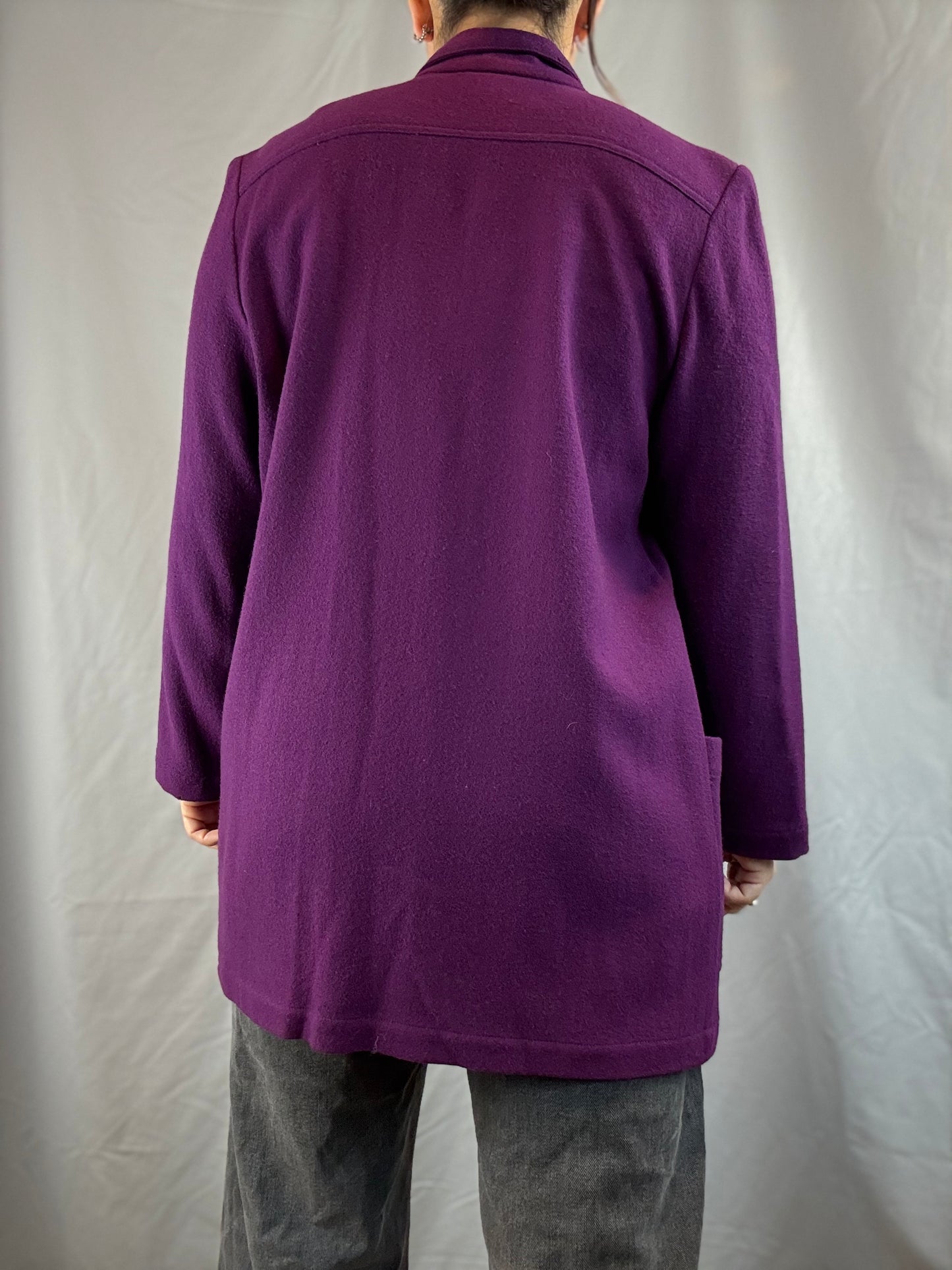 Carole Little Petites Eggplant Wool Blazer (1980's-1990's)