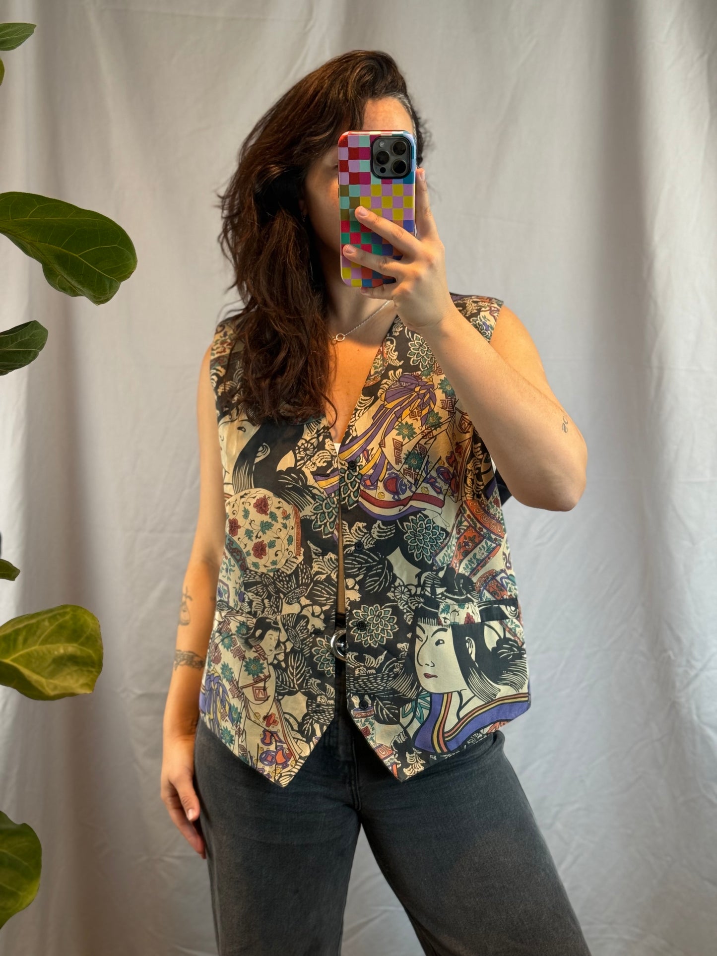 Silk Club Japanese Print Vest (1990's)