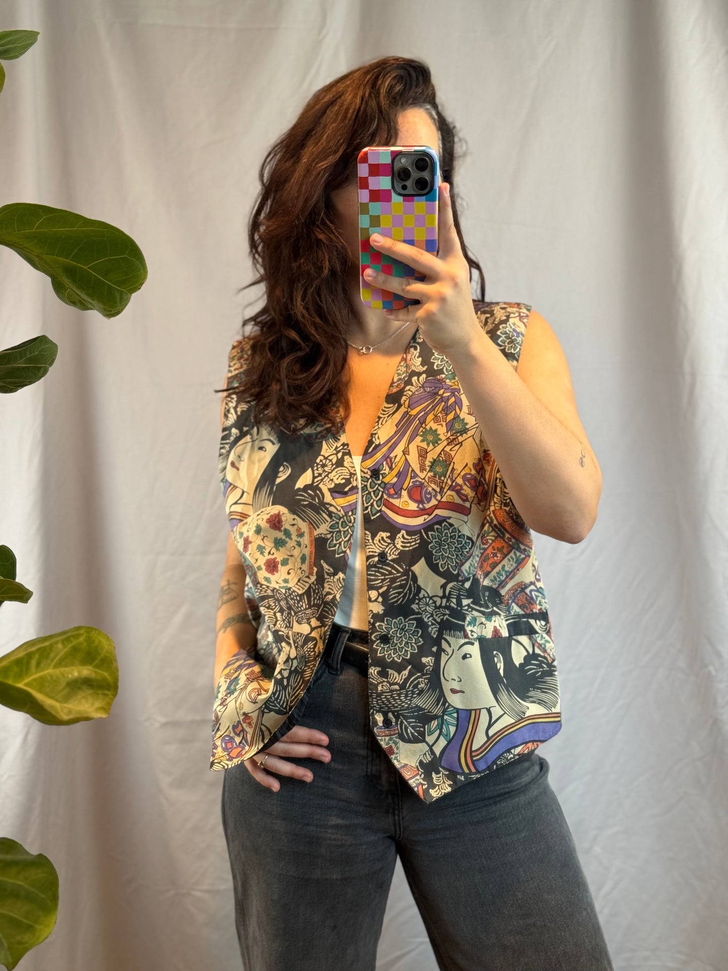 Silk Club Japanese Print Vest (1990's)