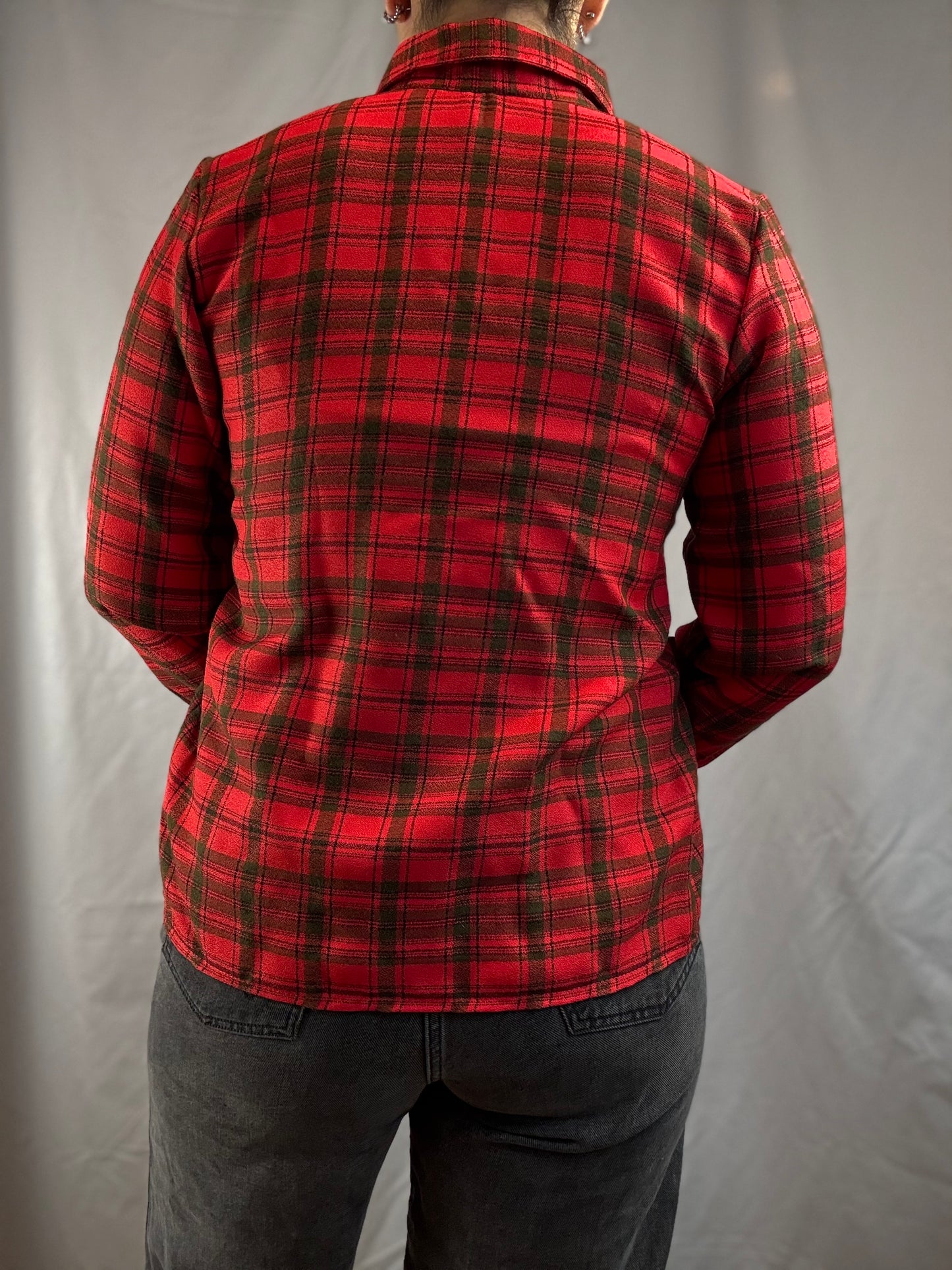Transition Holiday Plaid Ruffle Blouse (1980's)