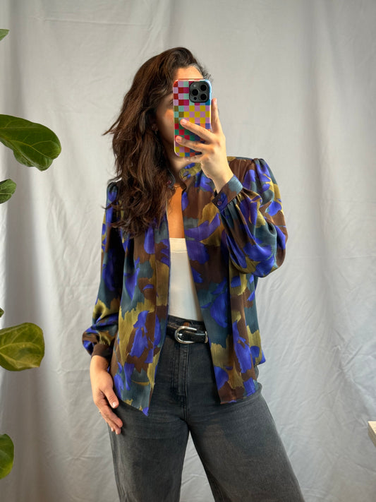 Three Flags California Tie-Neck Blouse (1980's-1990's)