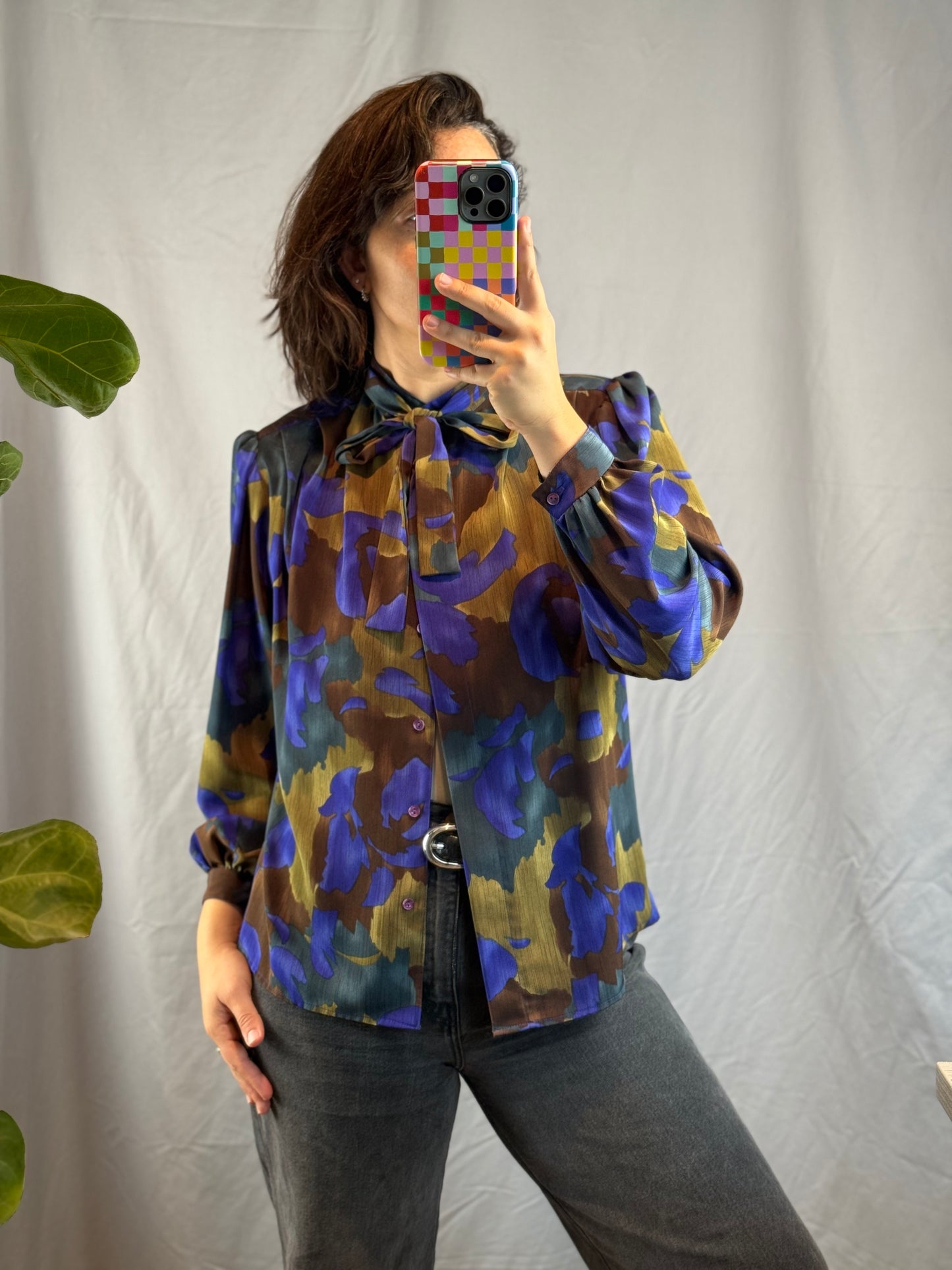 Three Flags California Tie-Neck Blouse (1980's-1990's)