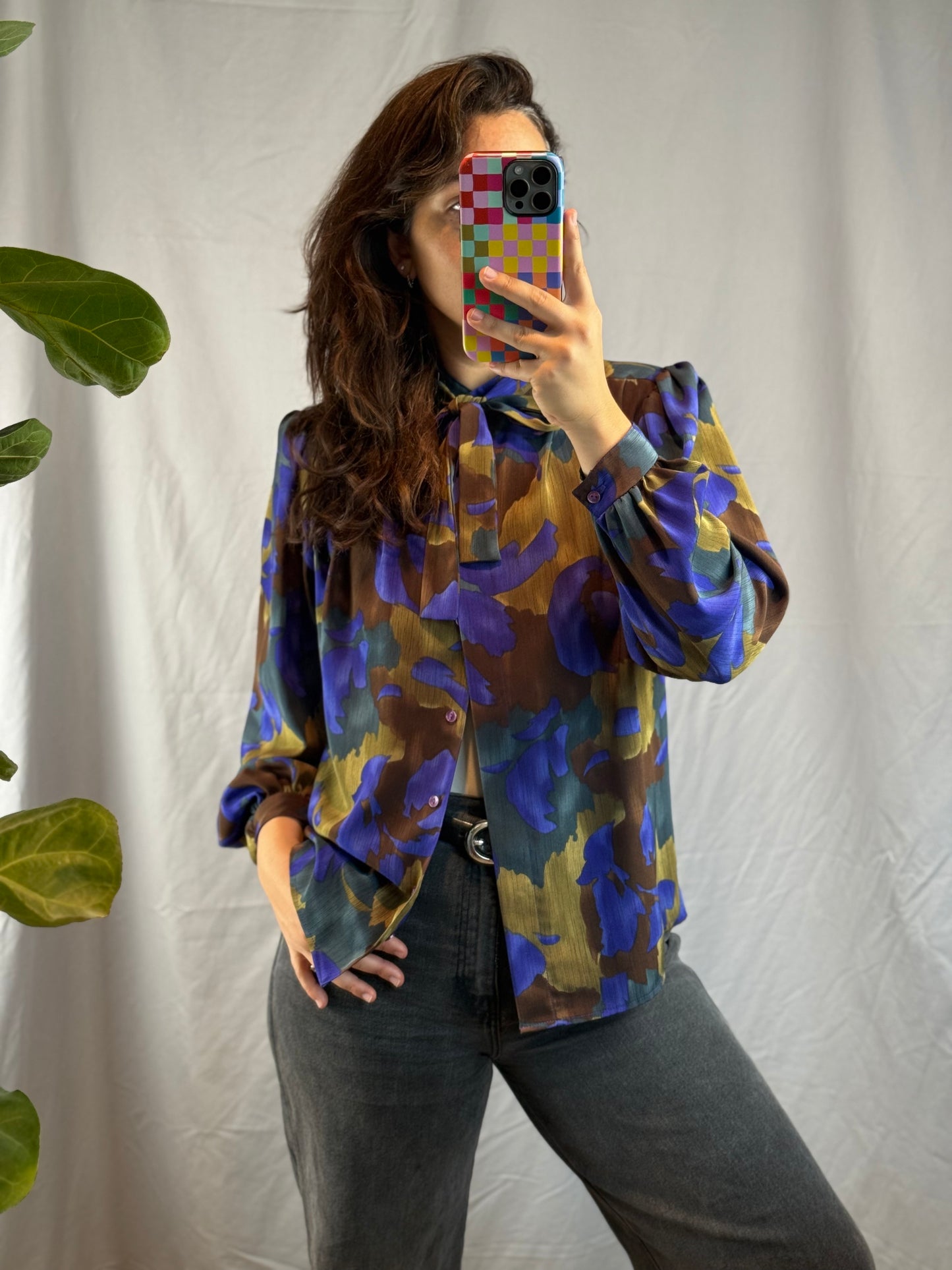 Three Flags California Tie-Neck Blouse (1980's-1990's)