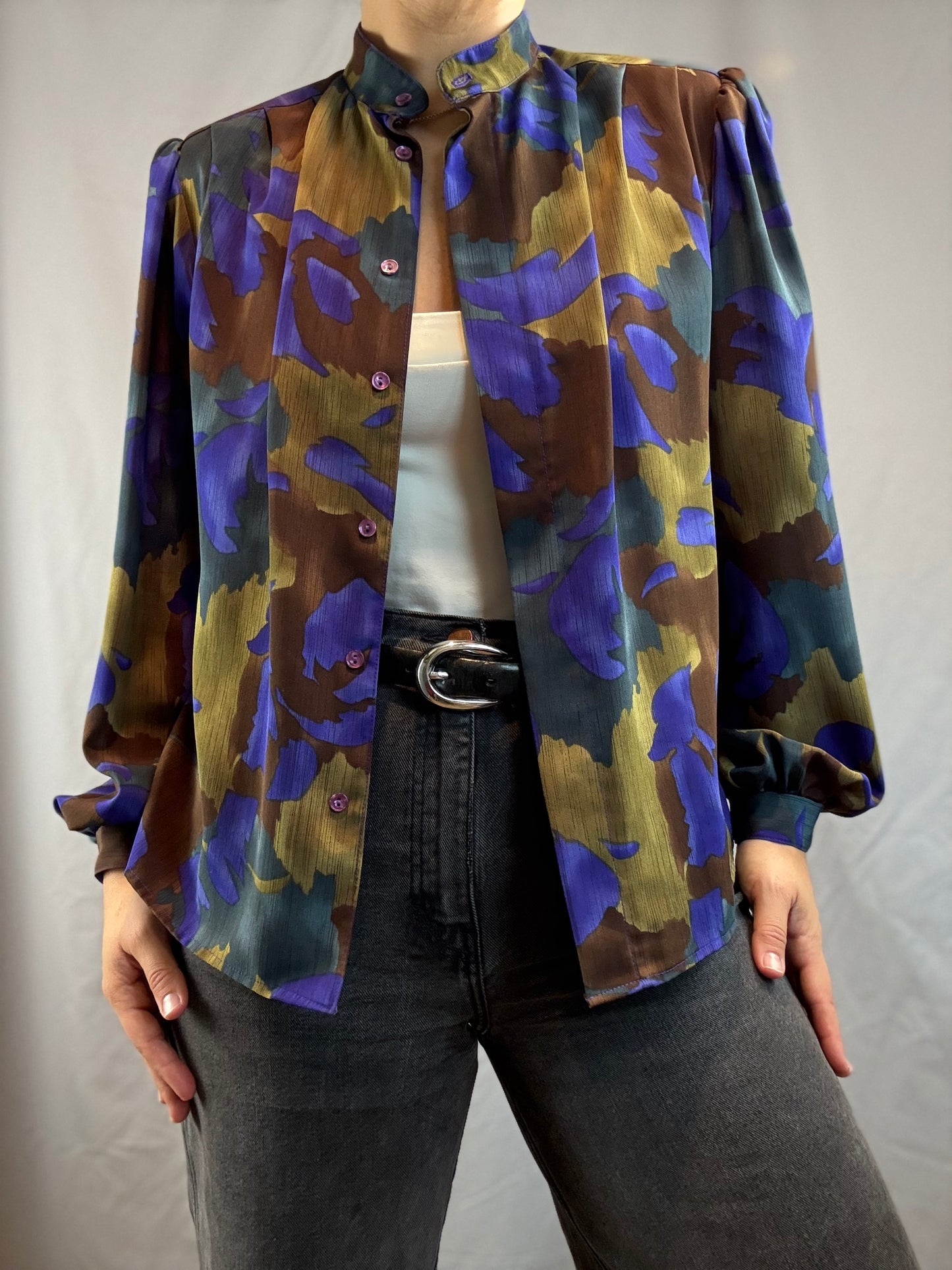 Three Flags California Tie-Neck Blouse (1980's-1990's)