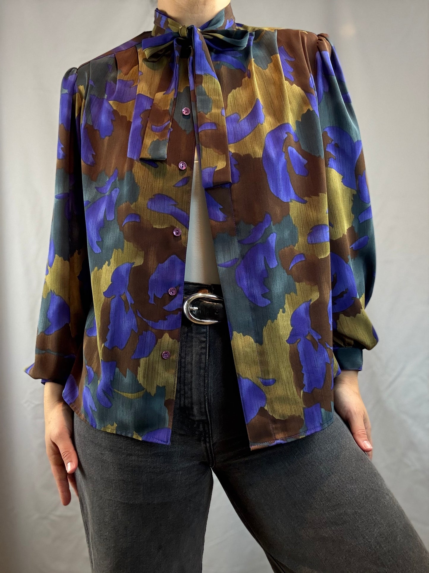 Three Flags California Tie-Neck Blouse (1980's-1990's)