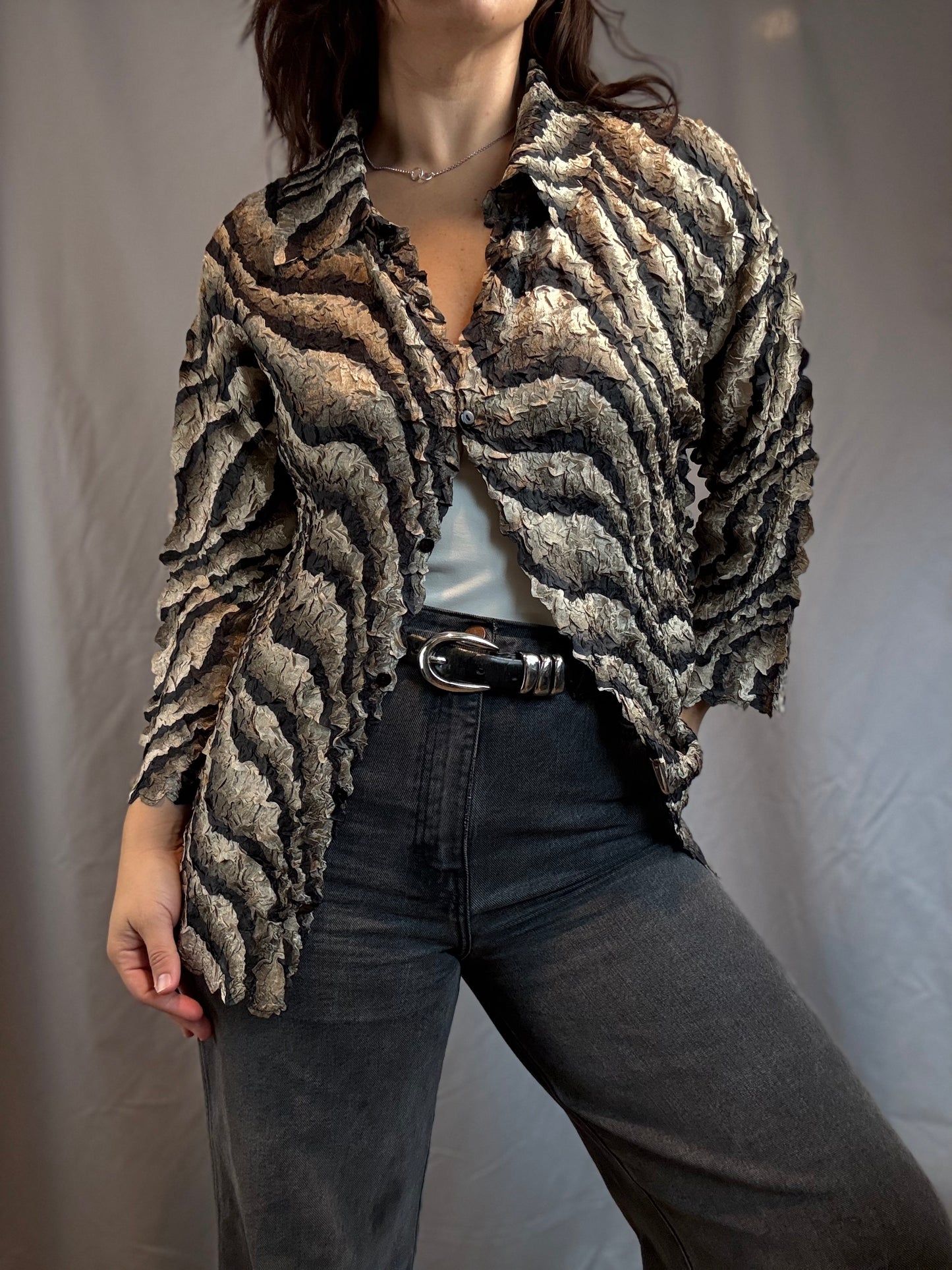 Petals Magic Scarf Slinky Shirt (1990's-Y2K)