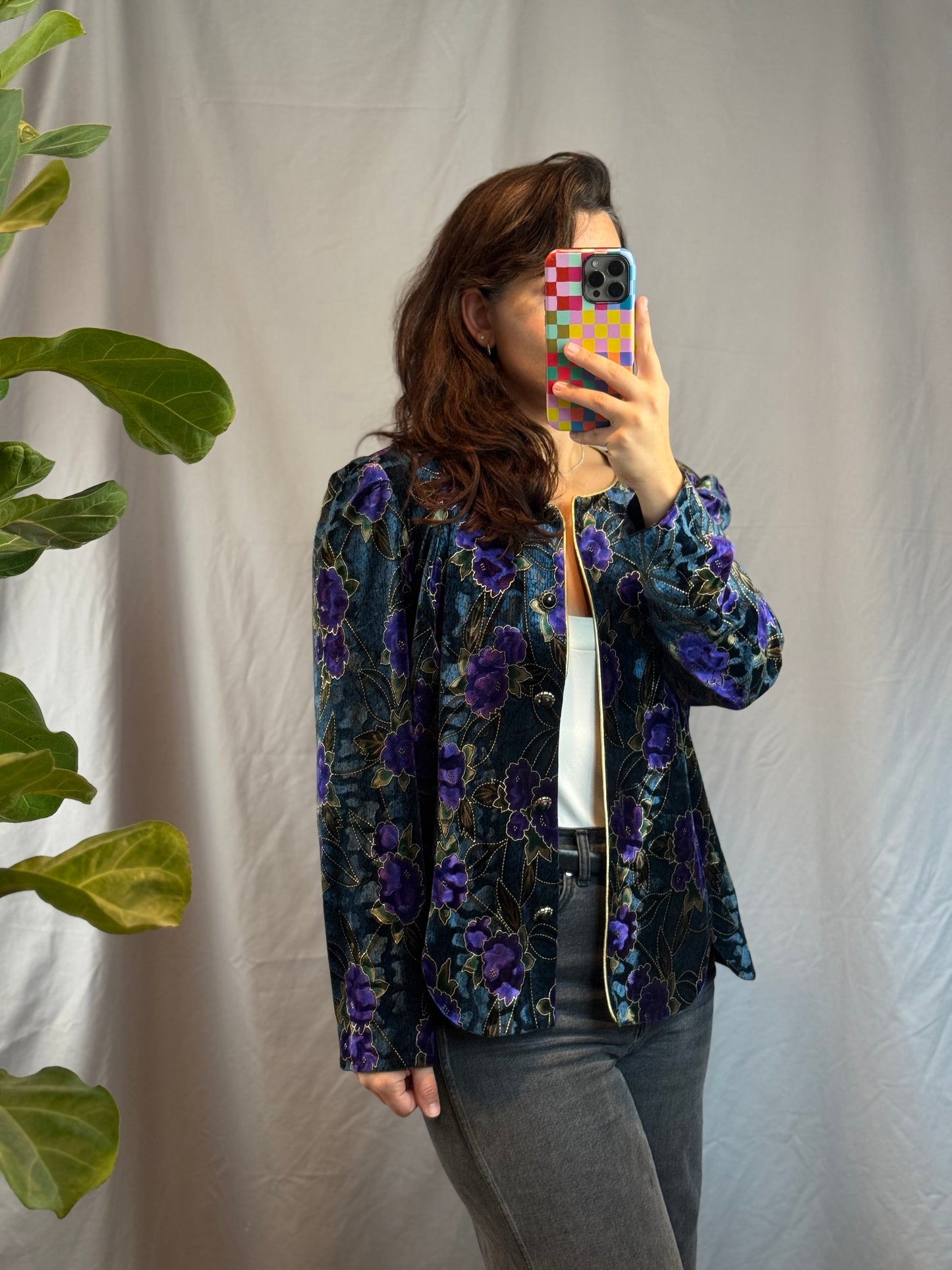 R&K Evening Velvet Burnout Cardigan (1990's-Y2K)