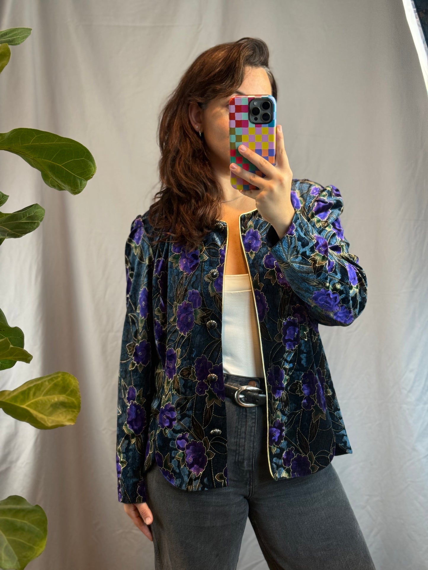 R&K Evening Velvet Burnout Cardigan (1990's-Y2K)