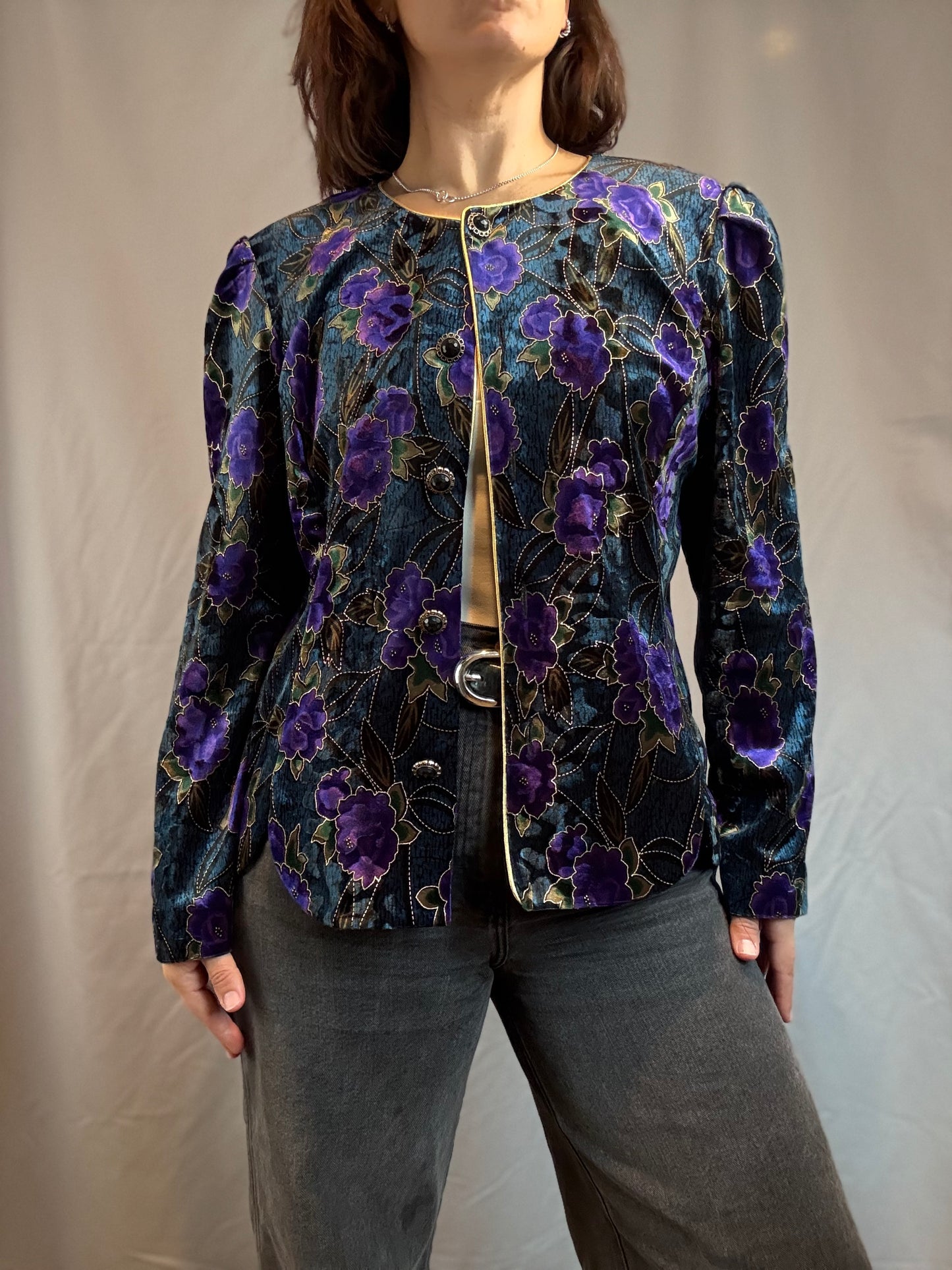 R&K Evening Velvet Burnout Cardigan (1990's-Y2K)