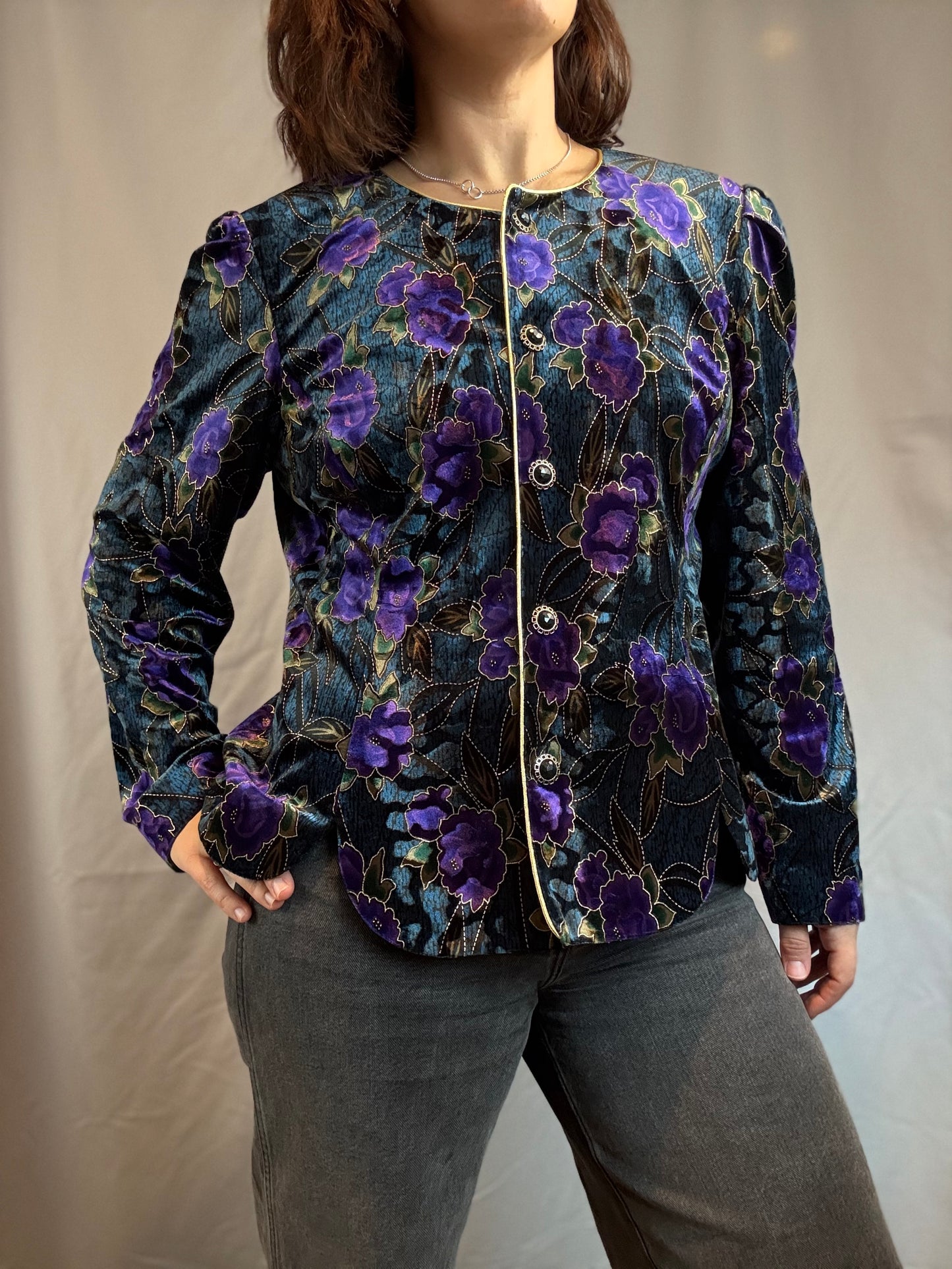 R&K Evening Velvet Burnout Cardigan (1990's-Y2K)