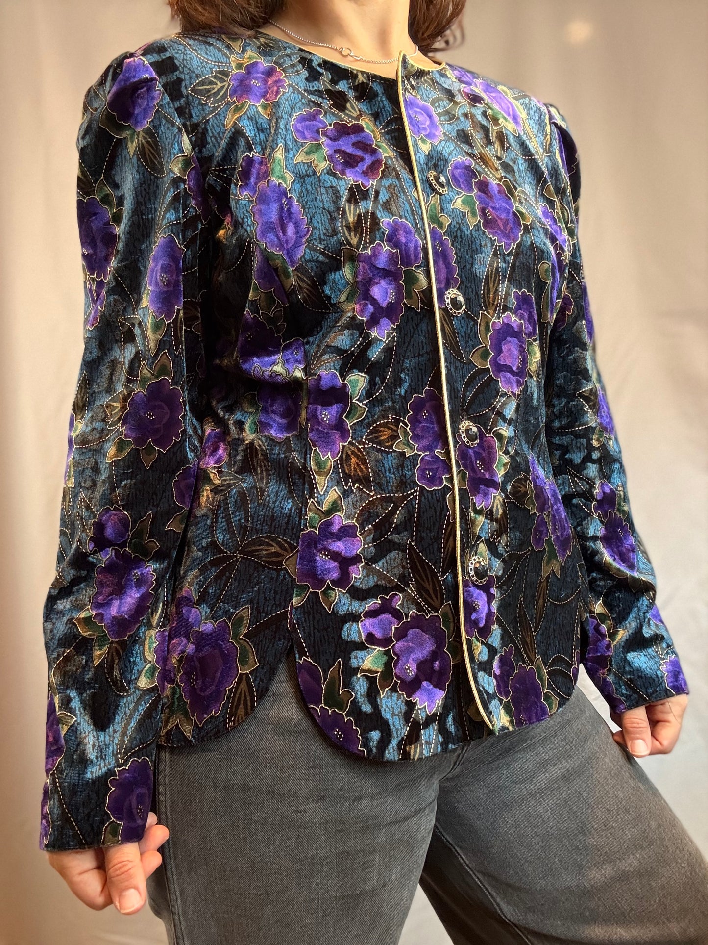 R&K Evening Velvet Burnout Cardigan (1990's-Y2K)