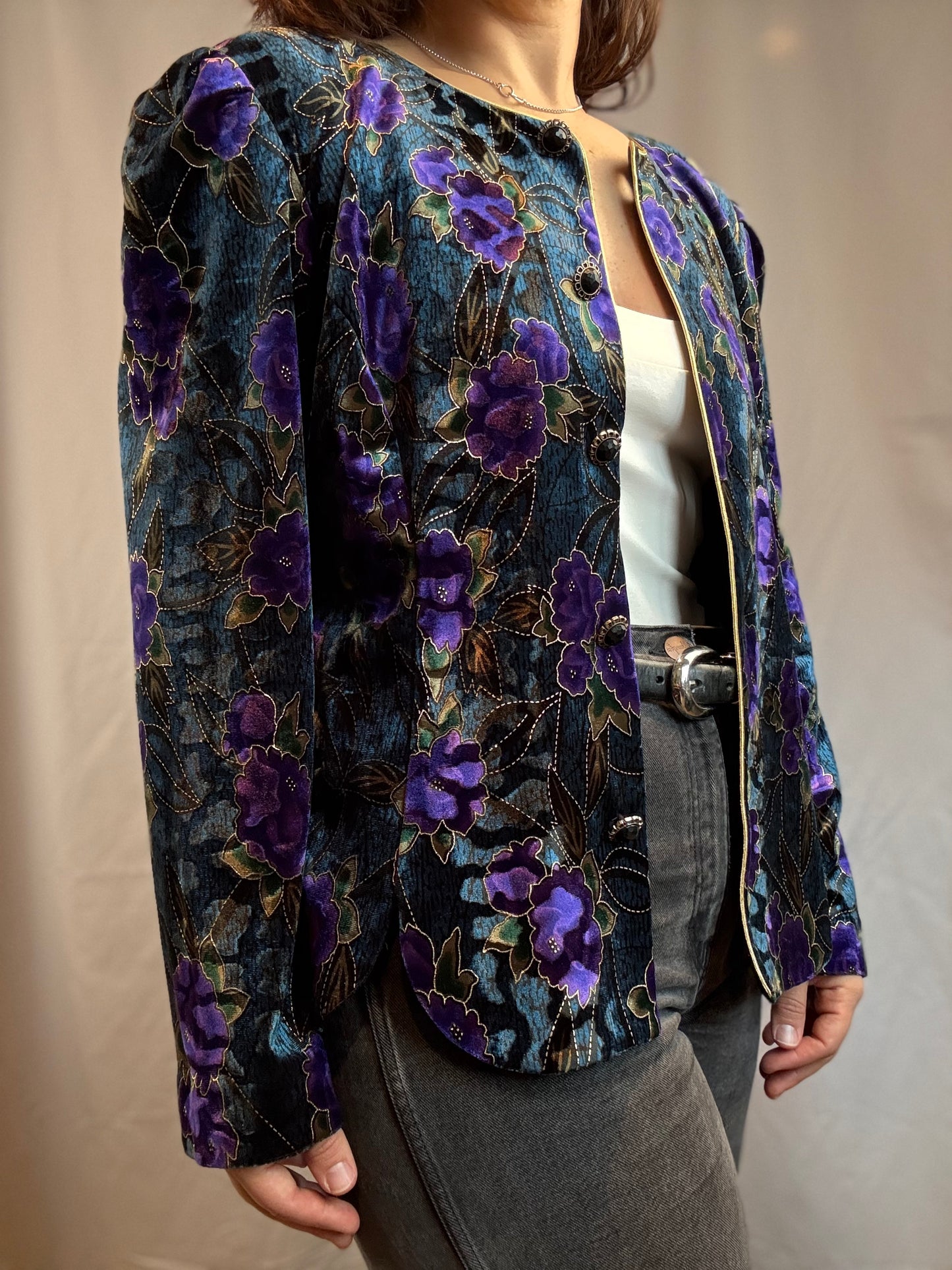R&K Evening Velvet Burnout Cardigan (1990's-Y2K)