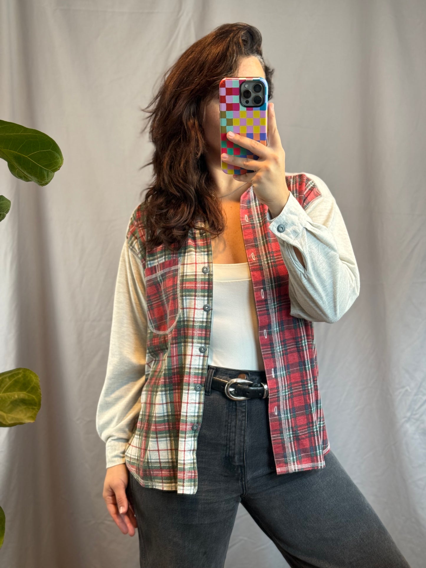 Erika Plaid Patchwork Shirt (1980's-1990's)