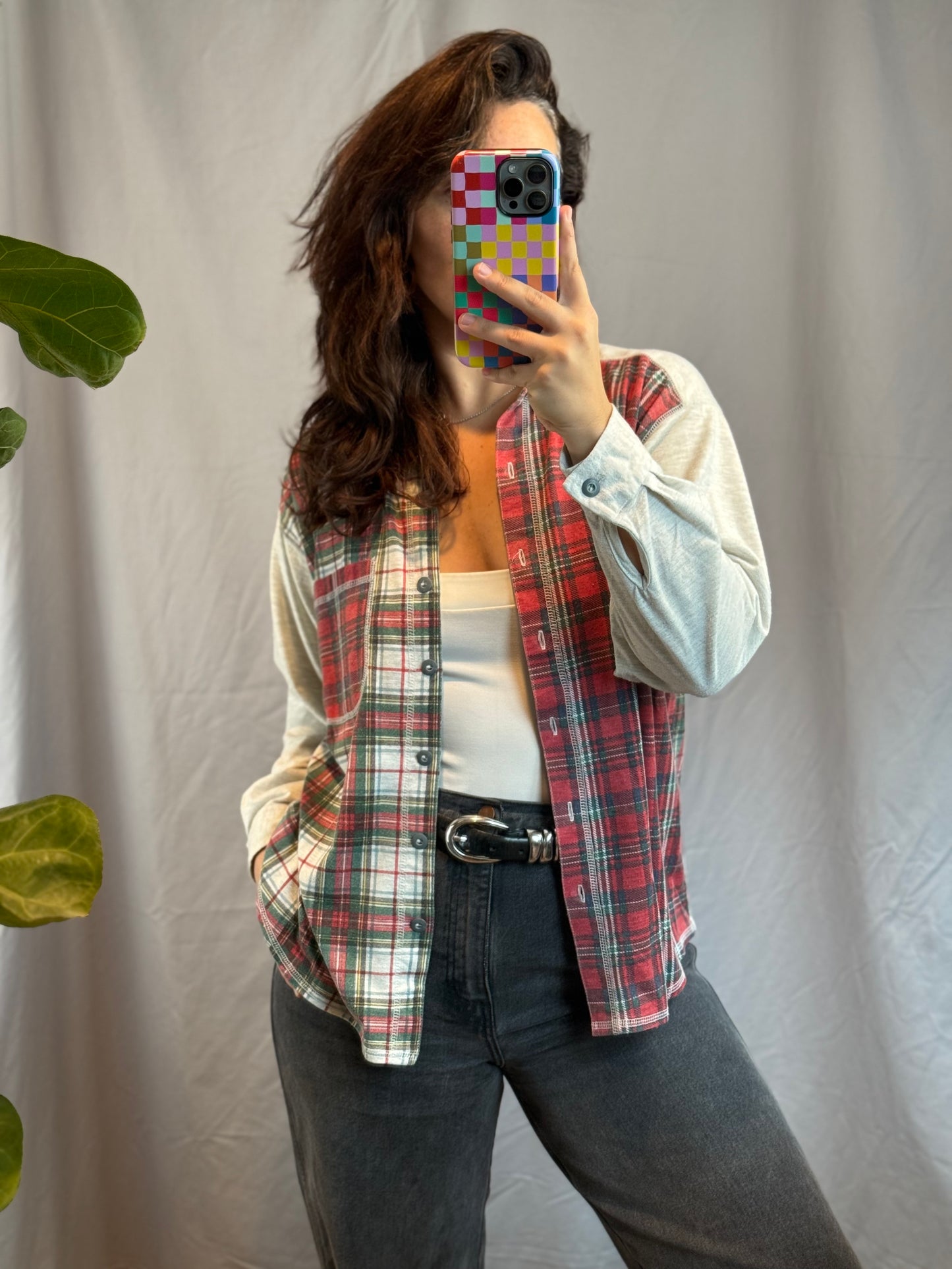 Erika Plaid Patchwork Shirt (1980's-1990's)