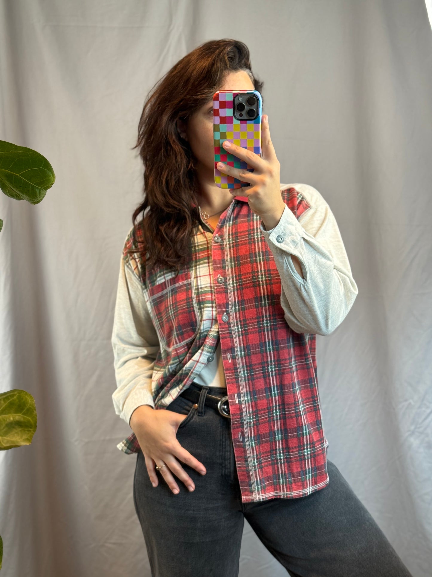 Erika Plaid Patchwork Shirt (1980's-1990's)