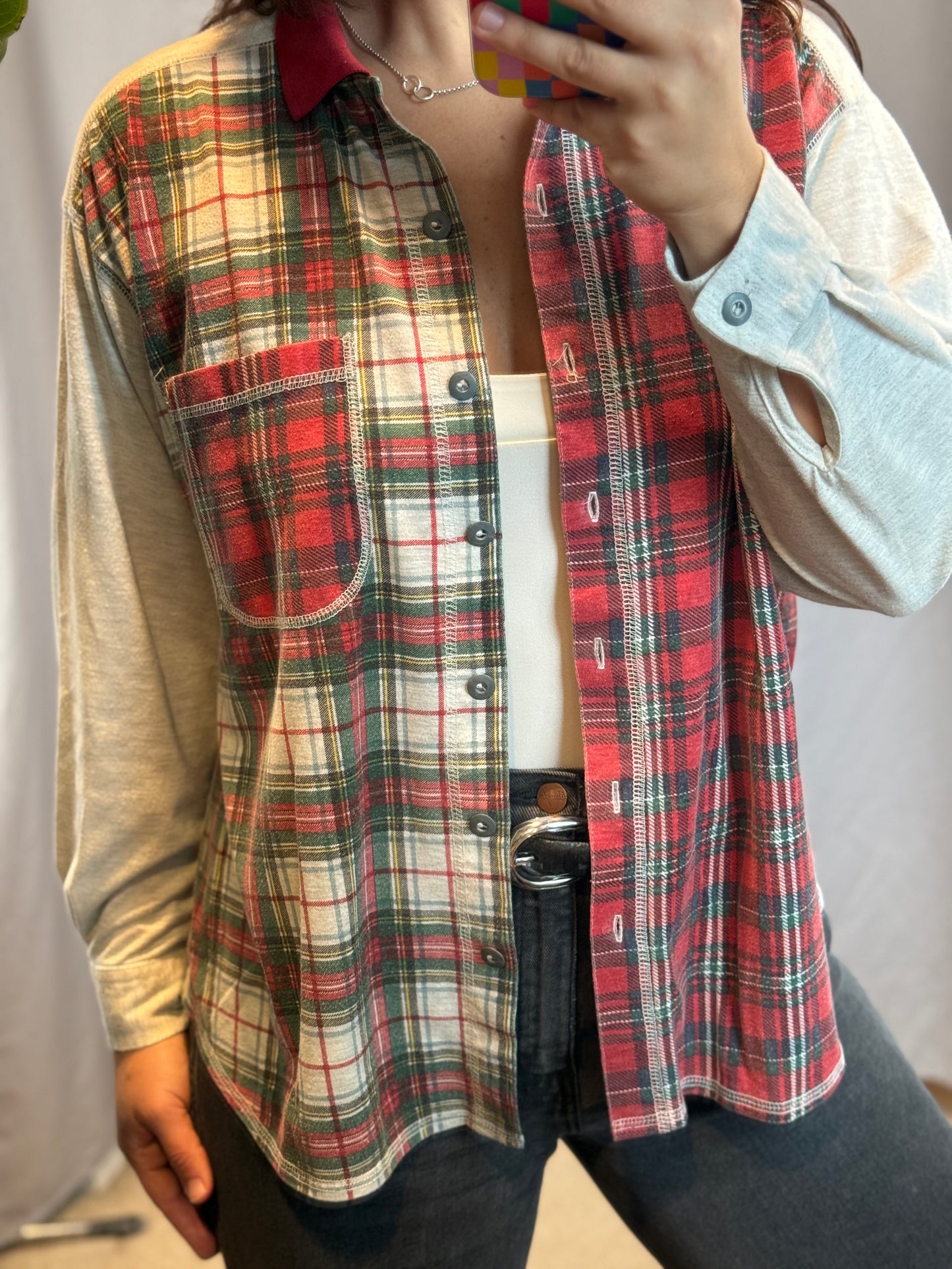 Erika Plaid Patchwork Shirt (1980's-1990's)