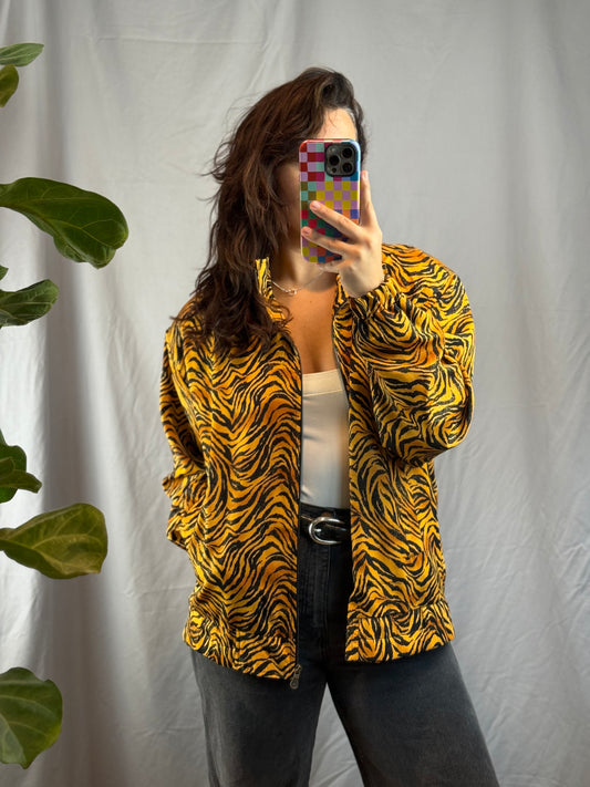 Jackets by Design Sparkly Tiger Print Bomber (80's-90's)