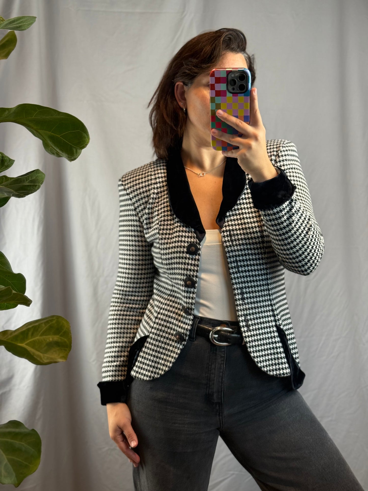 Frederick's of Hollywood Houndstooth Blazer (1980's-1990's)