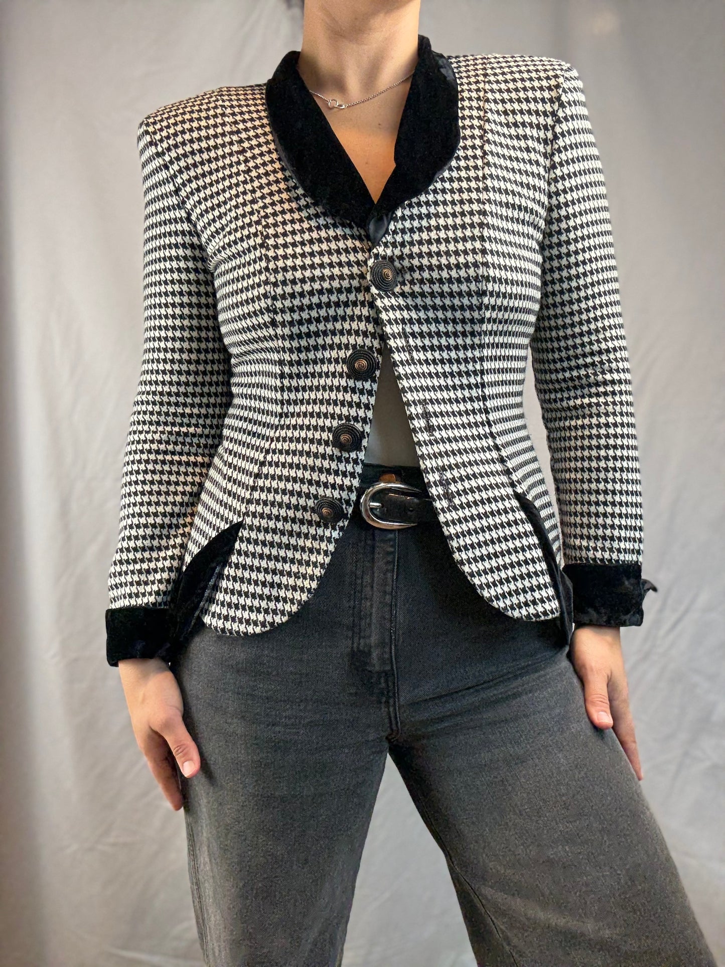 Frederick's of Hollywood Houndstooth Blazer (1980's-1990's)