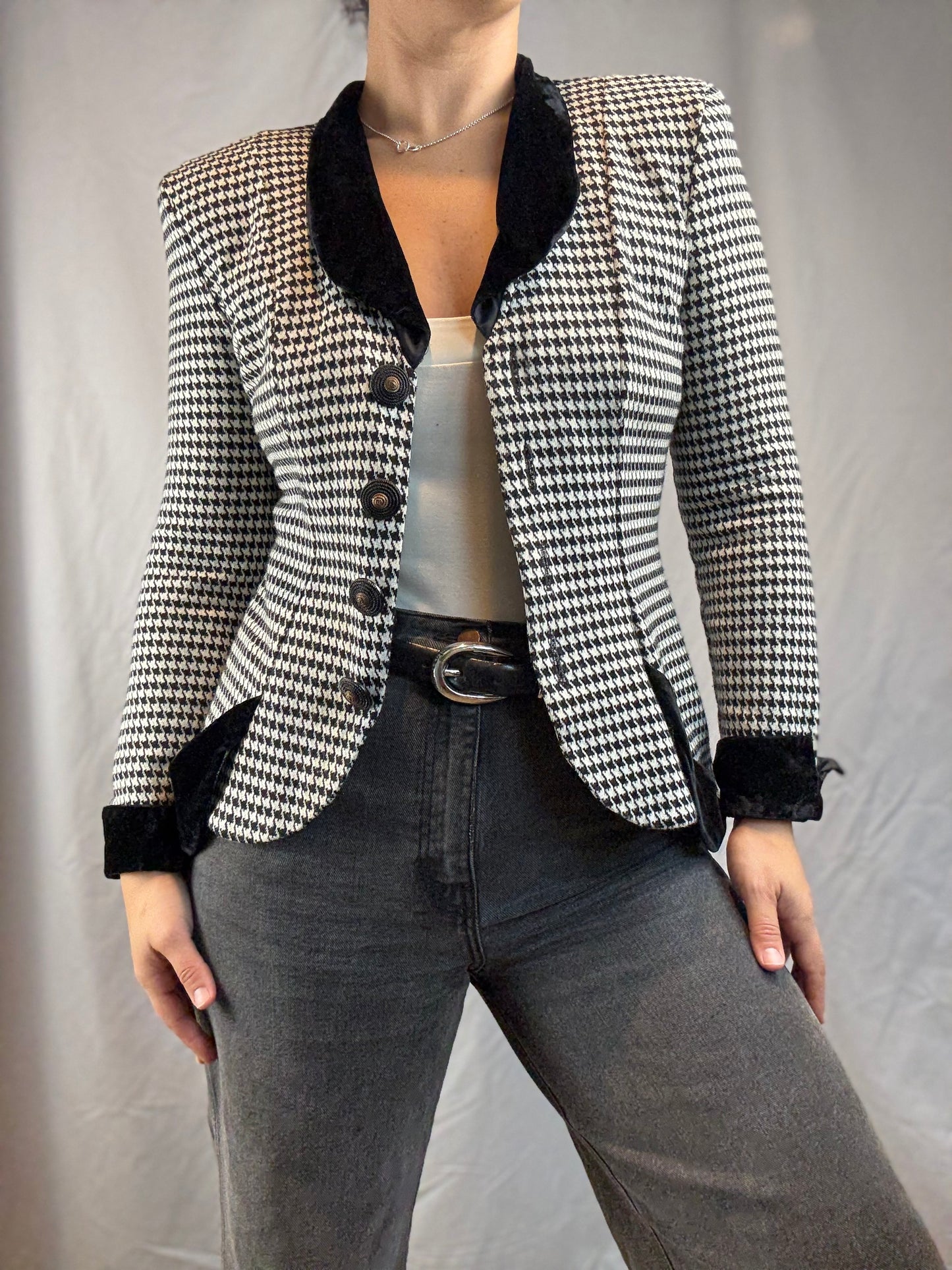 Frederick's of Hollywood Houndstooth Blazer (1980's-1990's)