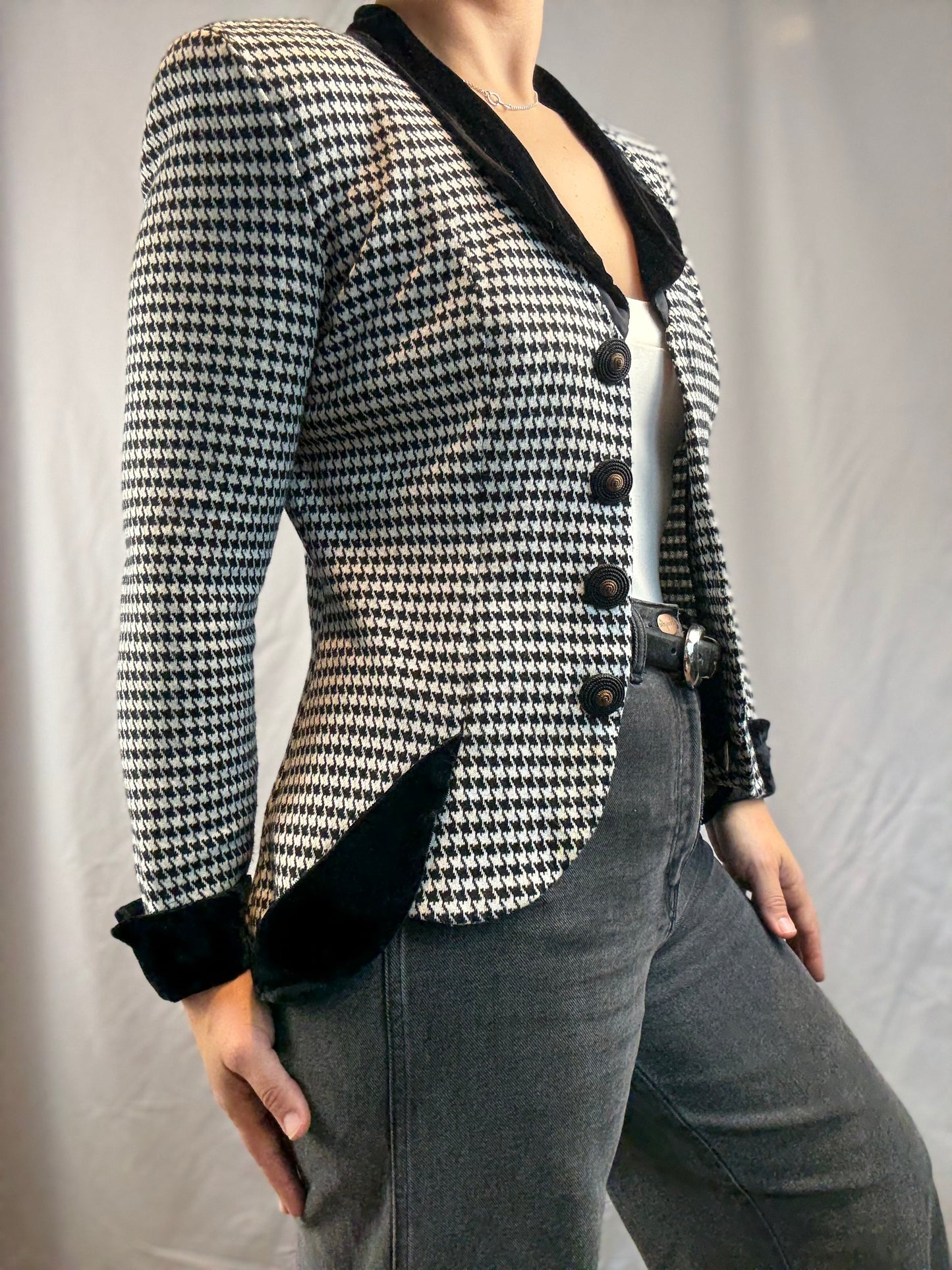 Frederick's of Hollywood Houndstooth Blazer (1980's-1990's)