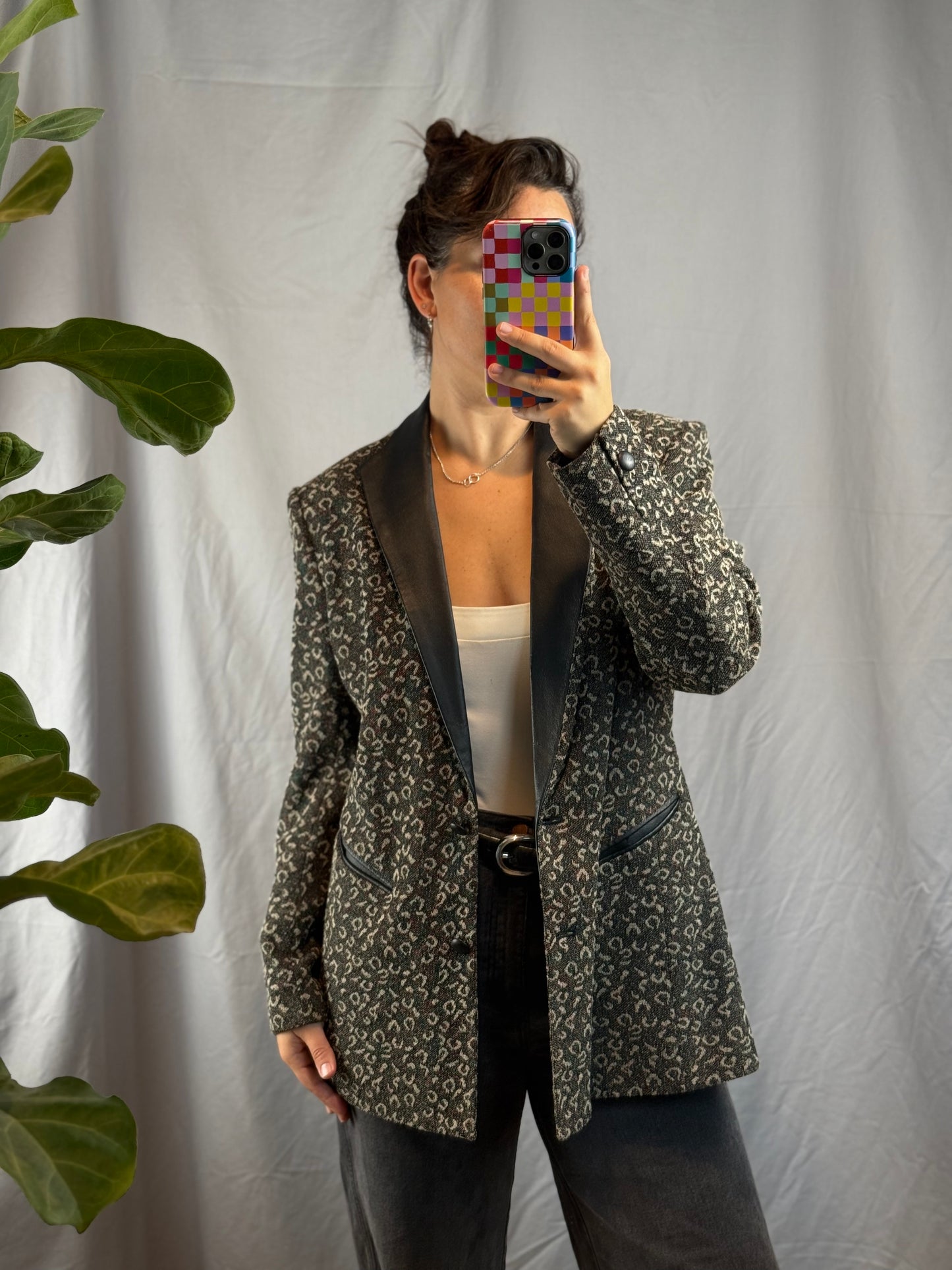 Premium Leopard Print Knit Blazer (90's-Y2K)