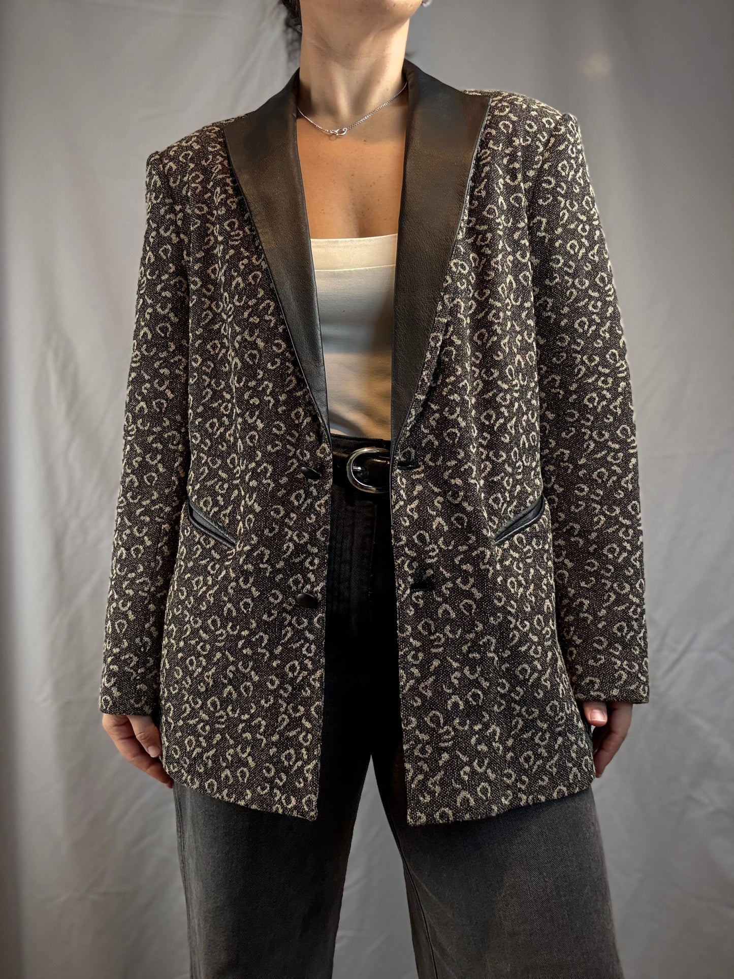 Premium Leopard Print Knit Blazer (90's-Y2K)