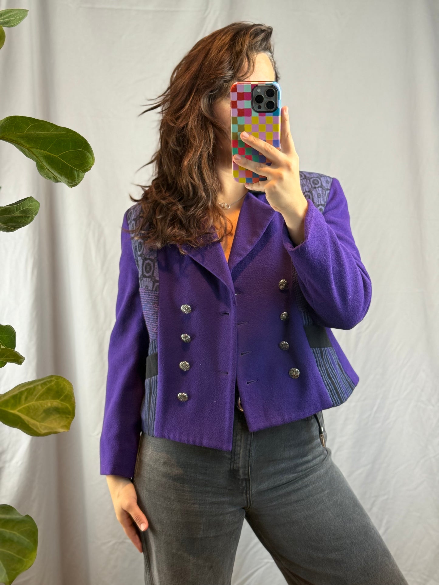 Canvasbacks Purple Cropped Wool Coat (1980's-1990's)