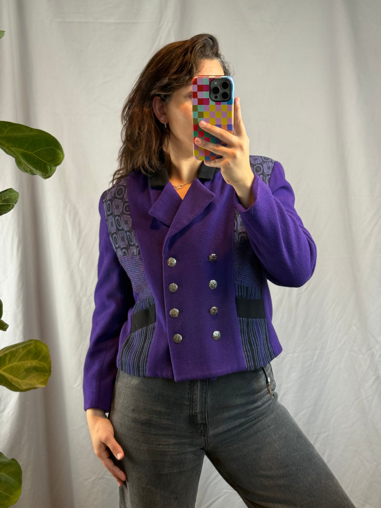 Canvasbacks Purple Cropped Wool Coat (1980's-1990's)