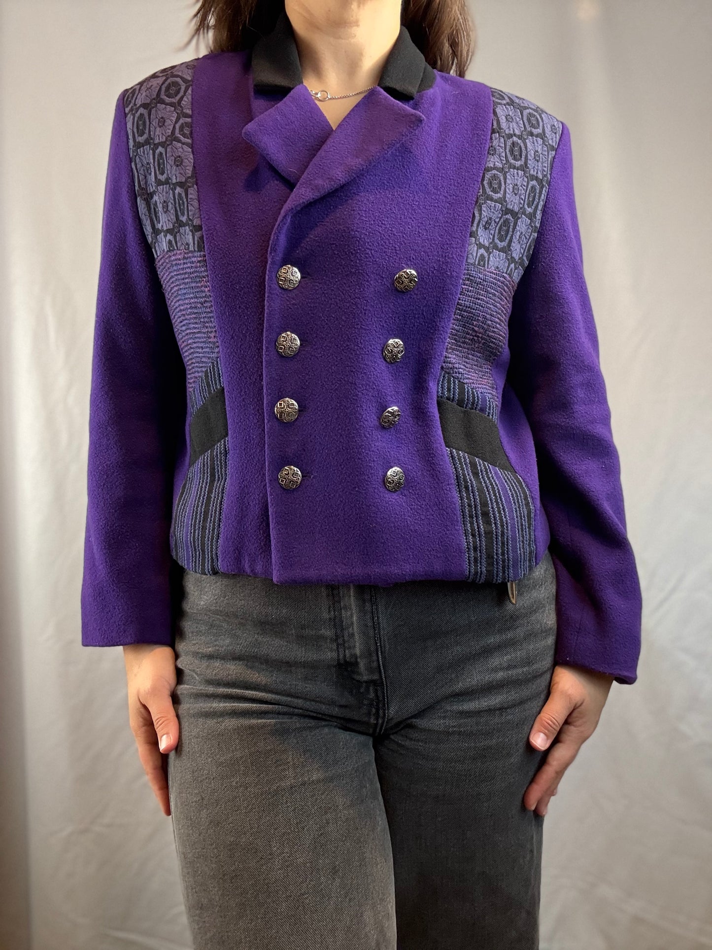 Canvasbacks Purple Cropped Wool Coat (1980's-1990's)