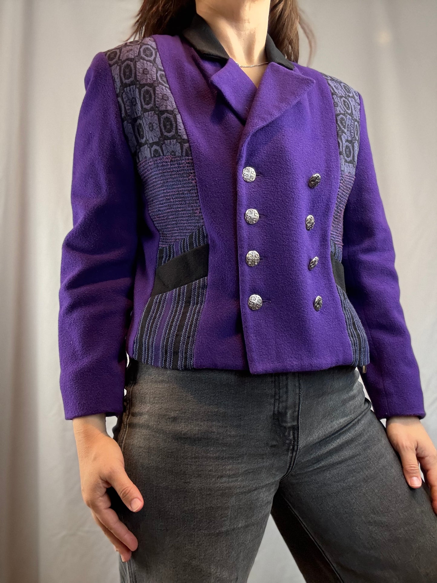 Canvasbacks Purple Cropped Wool Coat (1980's-1990's)