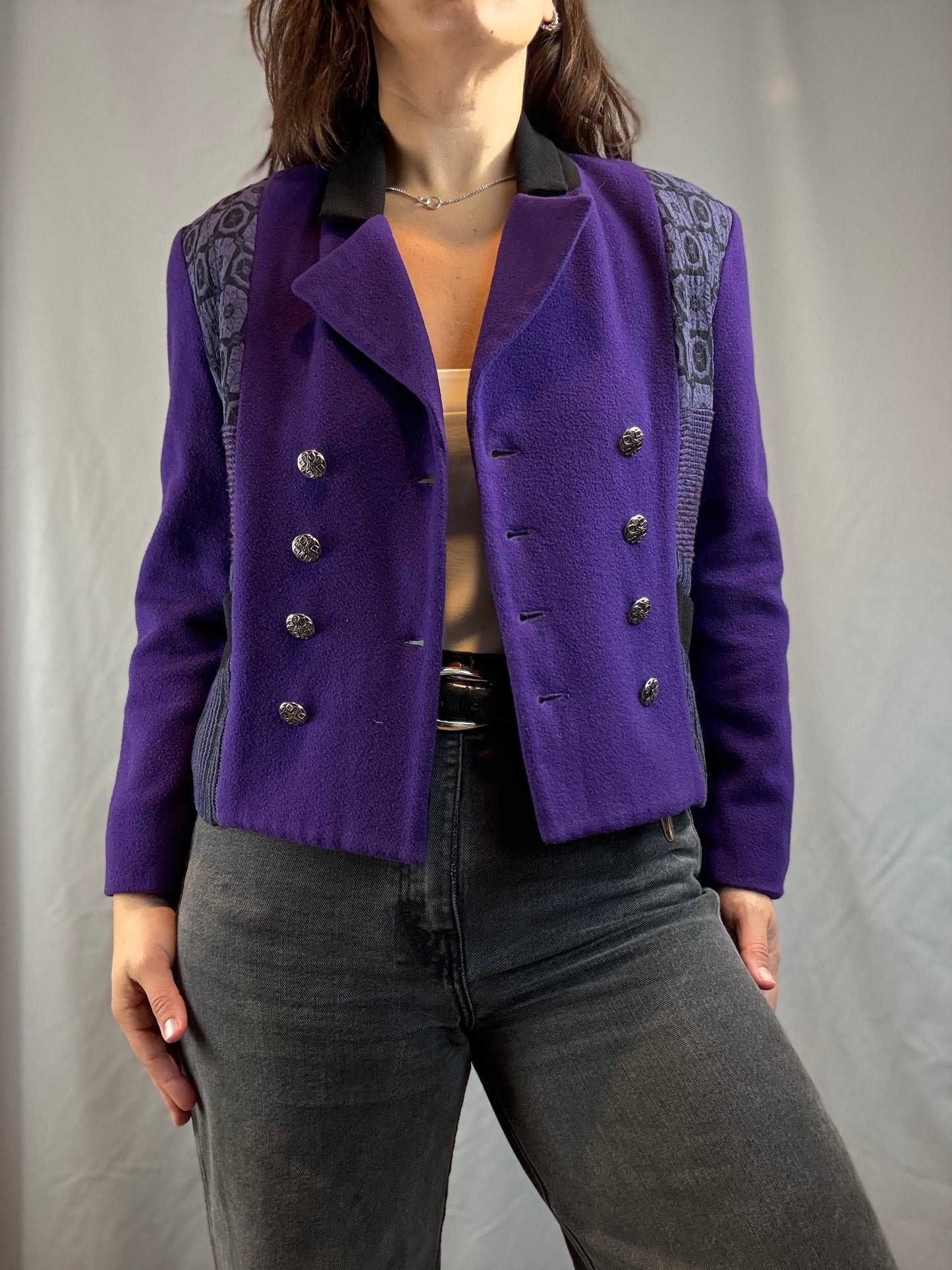 Canvasbacks Purple Cropped Wool Coat (1980's-1990's)