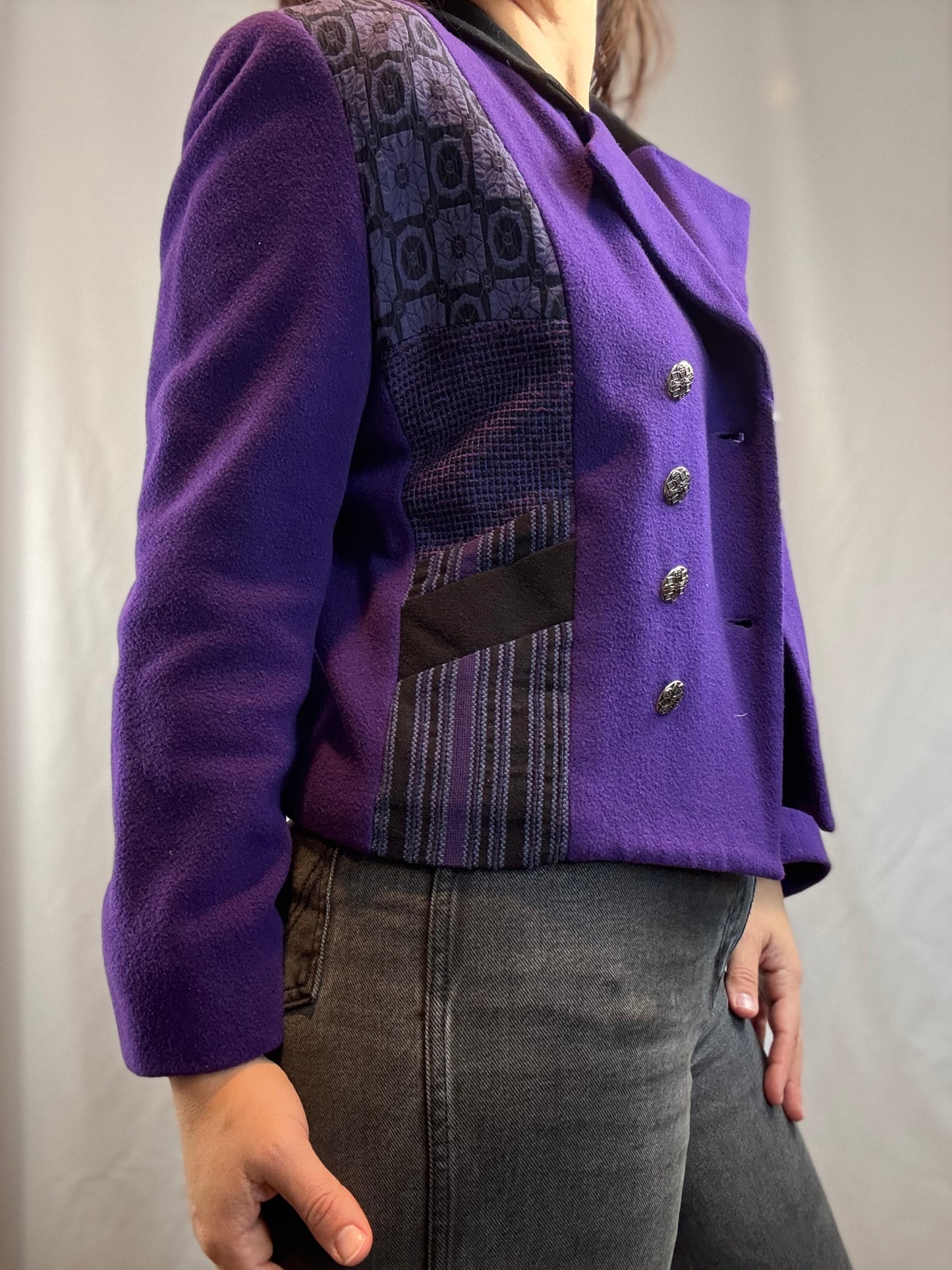 Canvasbacks Purple Cropped Wool Coat (1980's-1990's)