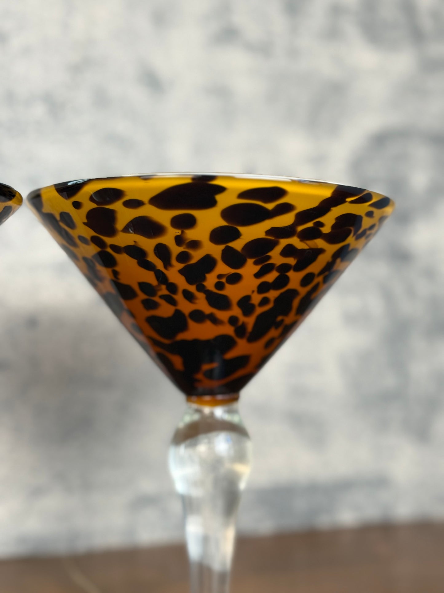 Handblown Tortoiseshell Martini Glasses, Set of 2 (1950's-1970's)