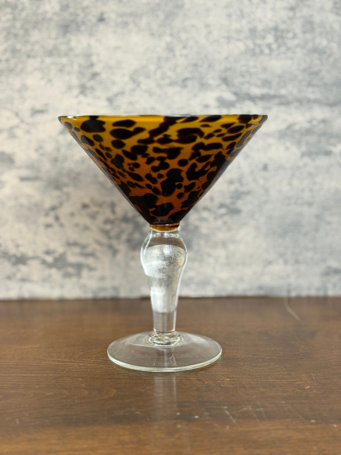 Handblown Tortoiseshell Martini Glasses, Set of 2 (1950's-1970's)