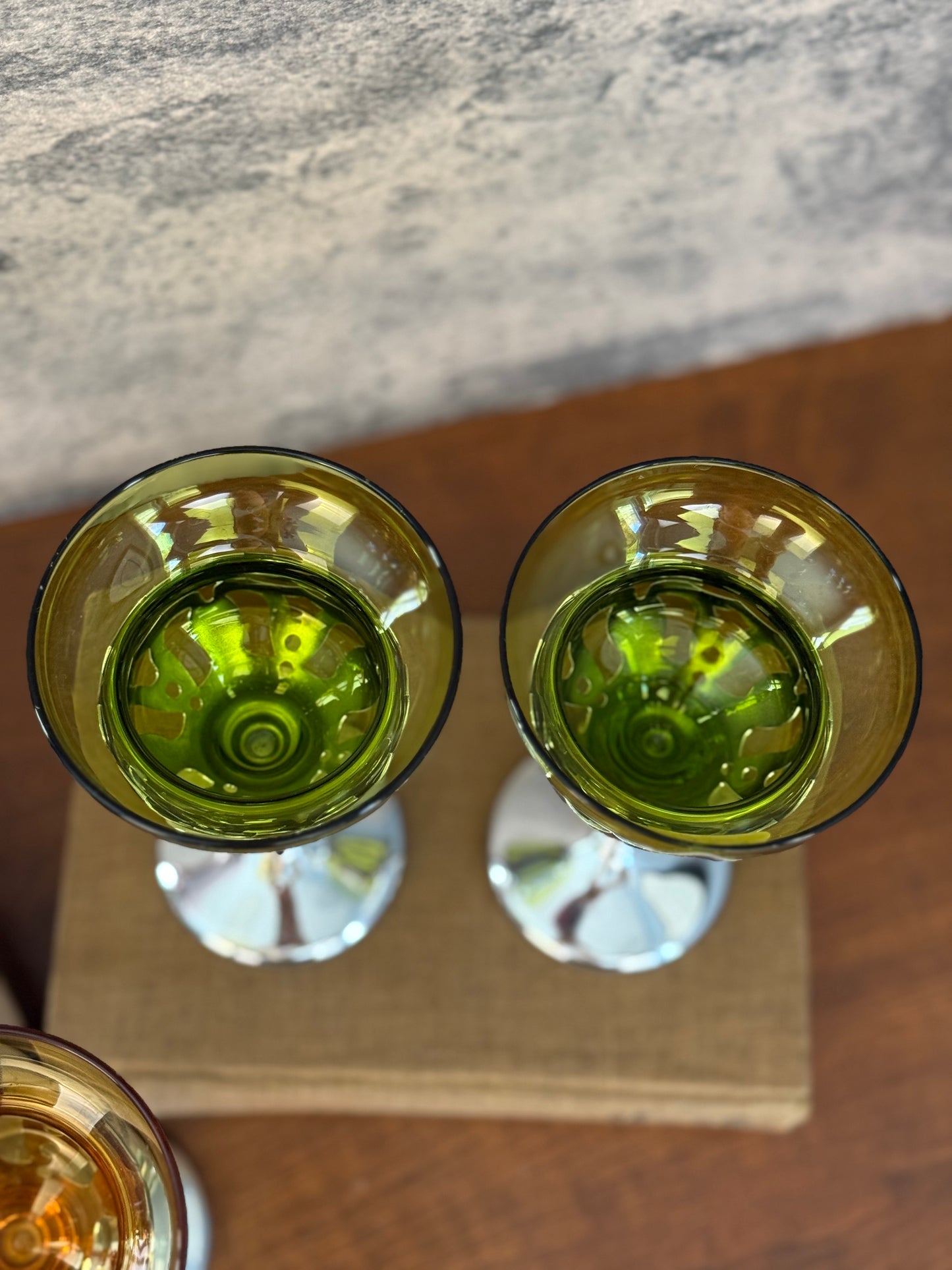 Morgantown Art Deco Chrome & Crystal Cordial Glasses, Set of 5 (1930's-1940's)