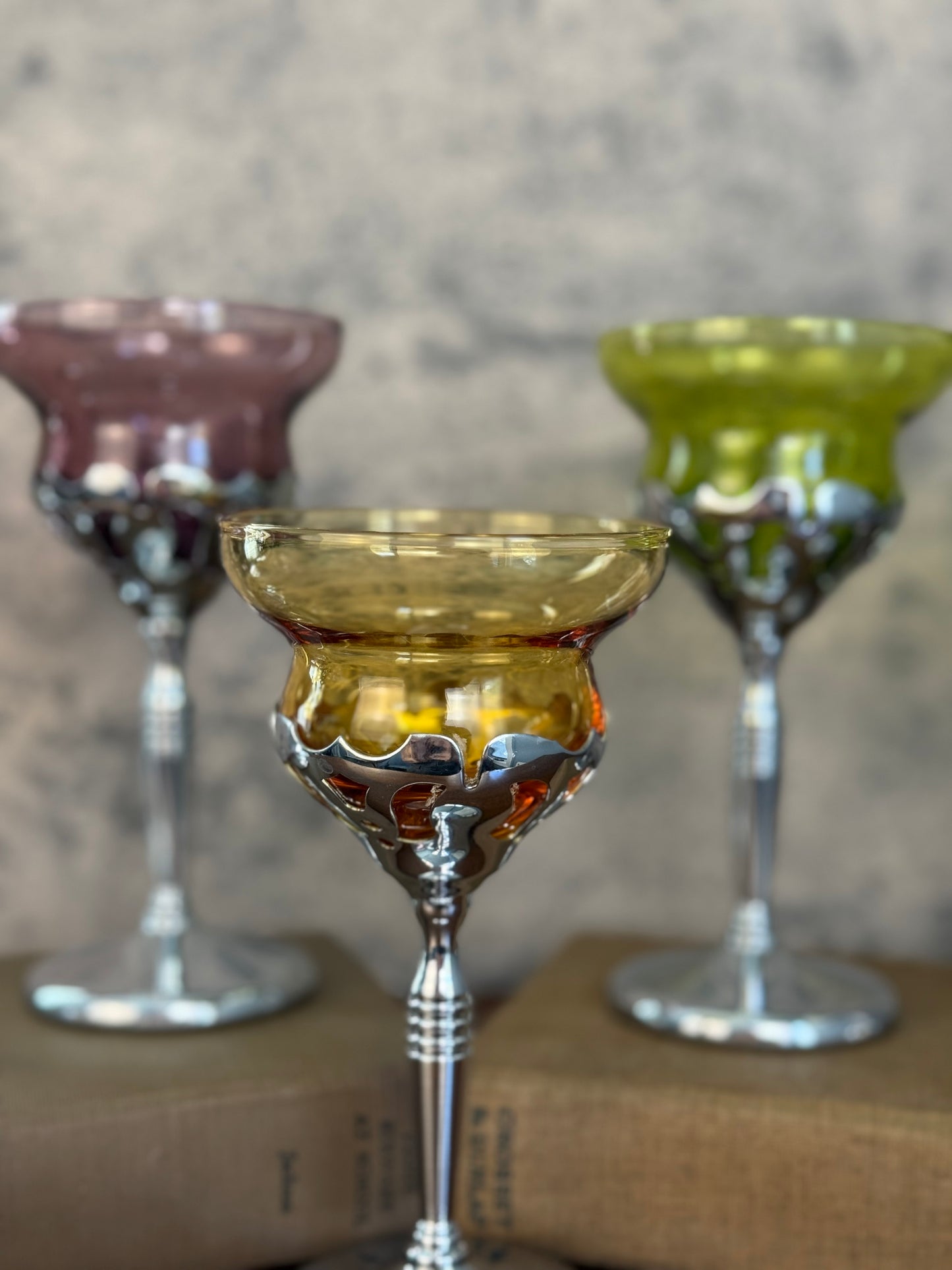 Morgantown Art Deco Chrome & Crystal Cordial Glasses, Set of 5 (1930's-1940's)