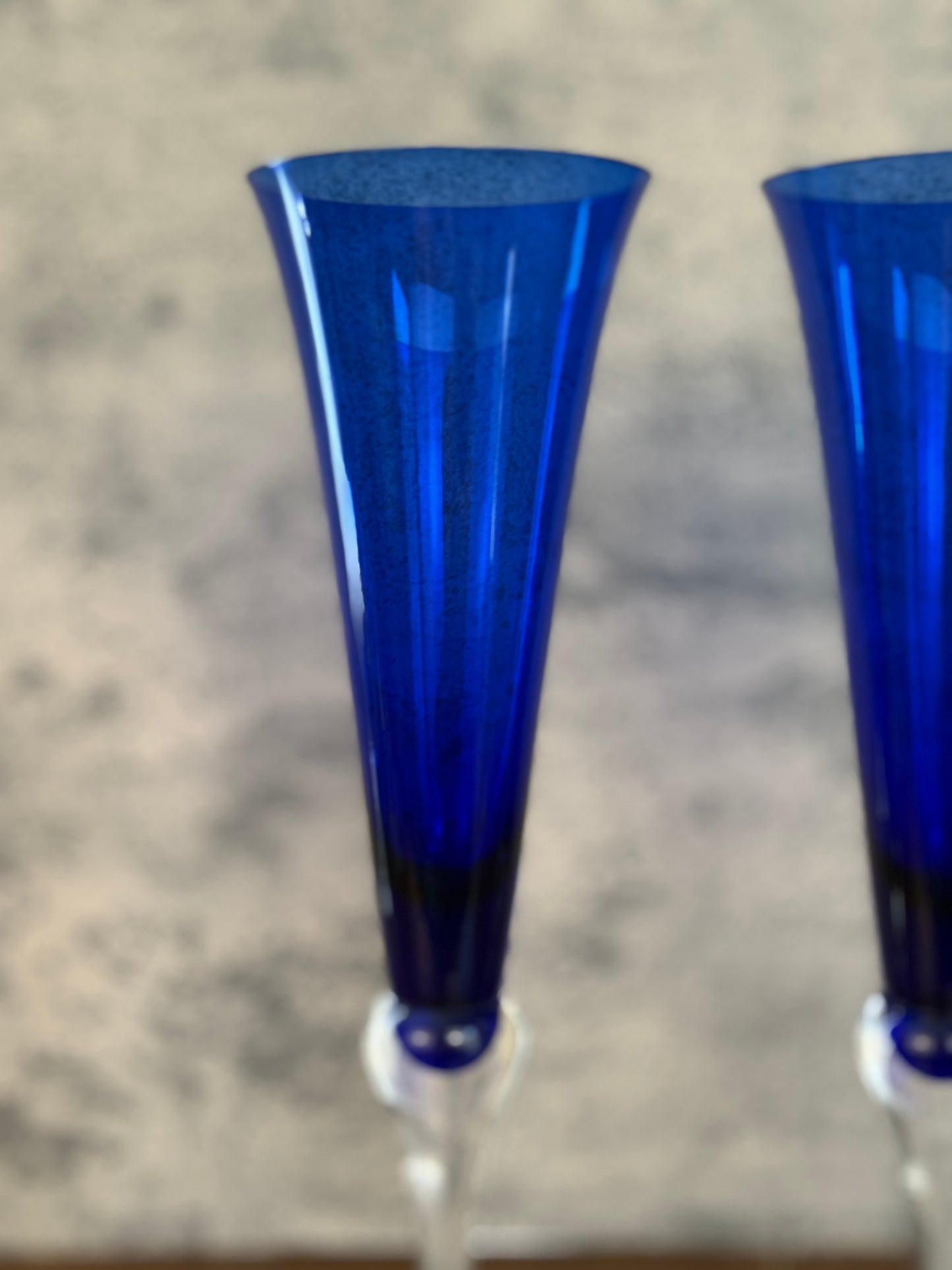 Lenox Holiday Gems Cobalt Blue Champagne Flutes, Set of 2 (1990's-Y2K)