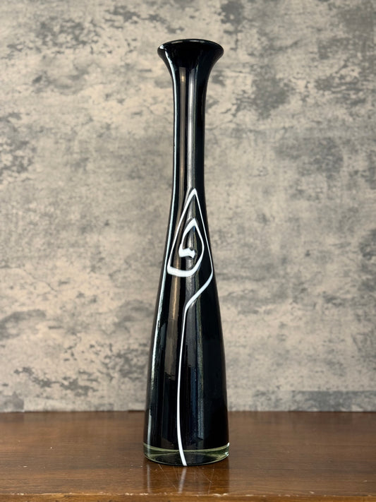 Handblown Swirl Glass Bottle Vase (1950's-1970's)