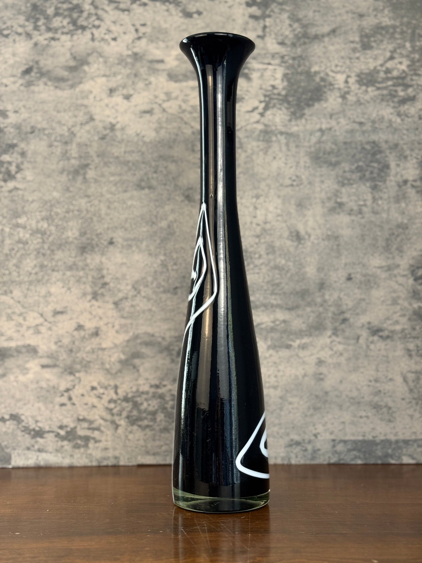 Handblown Swirl Glass Bottle Vase (1950's-1970's)