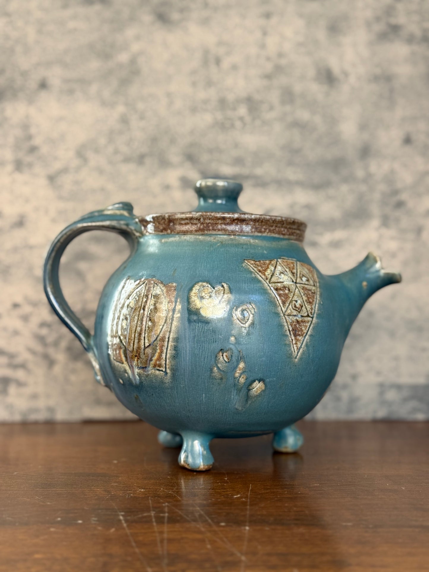 Handmade Ceramic Folk Art Teapot (1994)