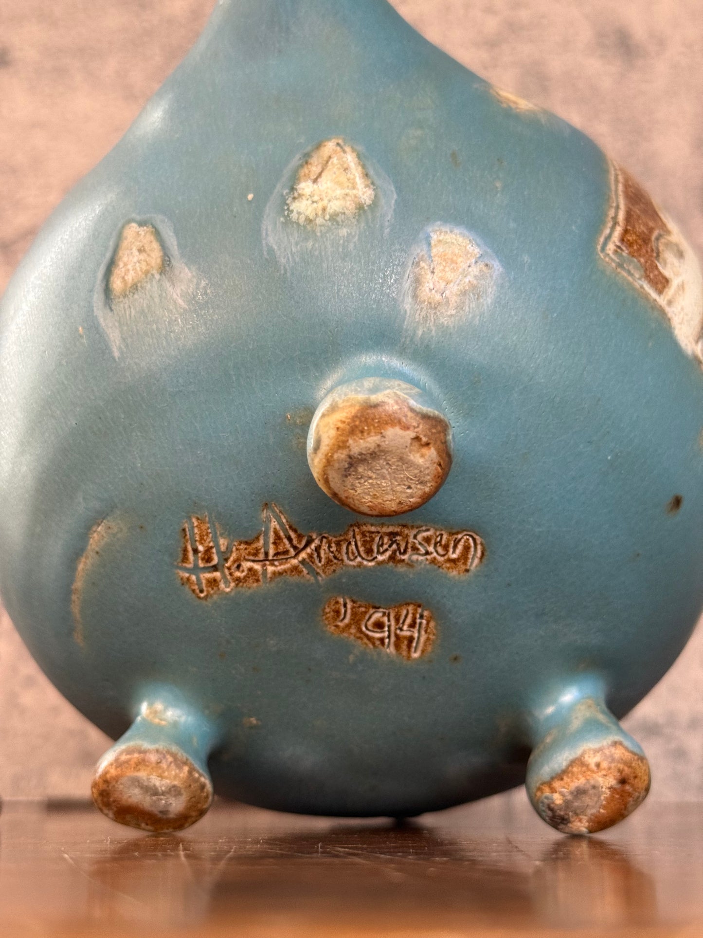 Handmade Ceramic Folk Art Teapot (1994)