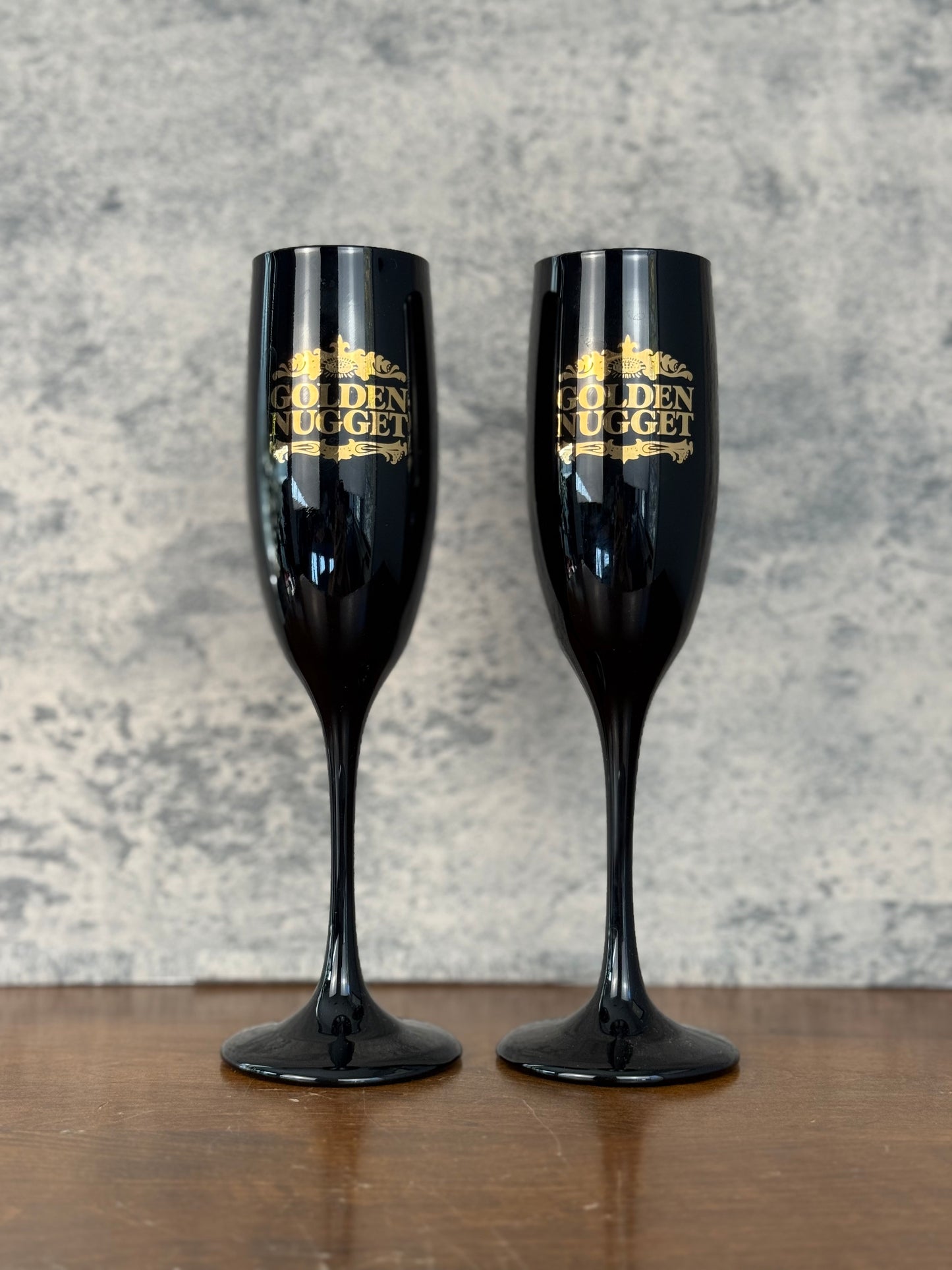 Golden Nugget Retro Champagne Flutes, Set of 2 (1960's-1980's)