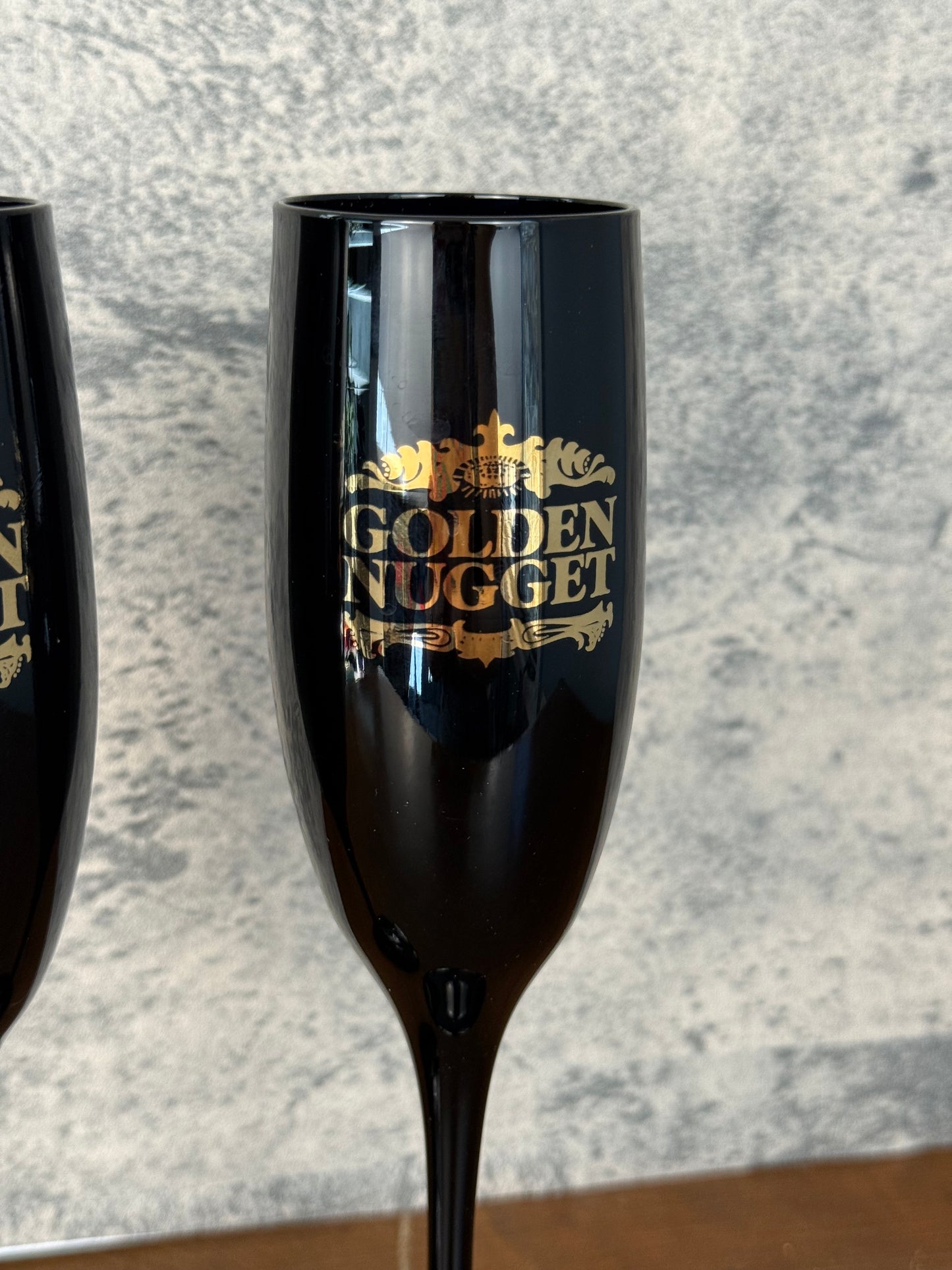 Golden Nugget Retro Champagne Flutes, Set of 2 (1960's-1980's)