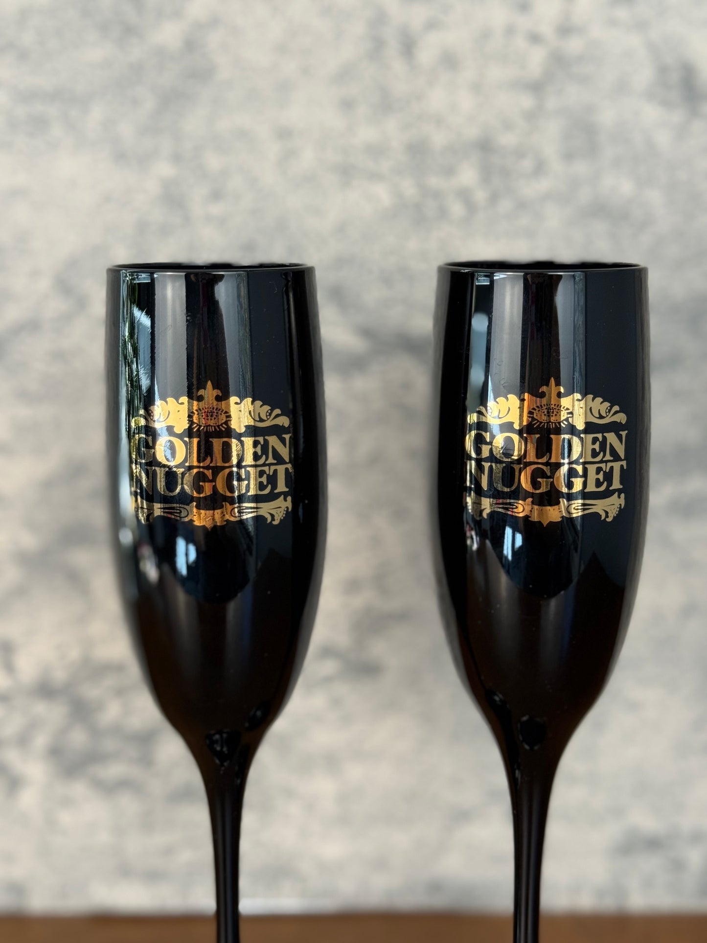 Golden Nugget Retro Champagne Flutes, Set of 2 (1960's-1980's)
