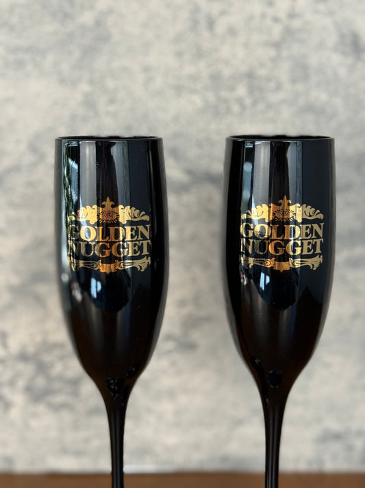 Golden Nugget Retro Champagne Flutes, Set of 2 (1960's-1980's)