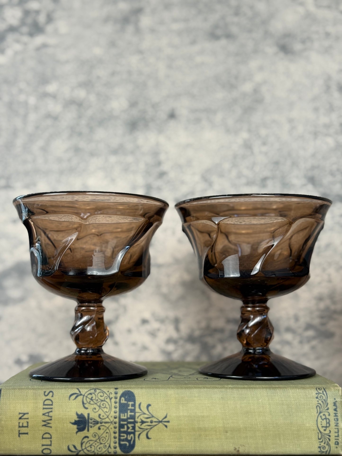 Fostoria Jamestown Amber Champagne Coupes, Set of 6 (1960's-1980's)