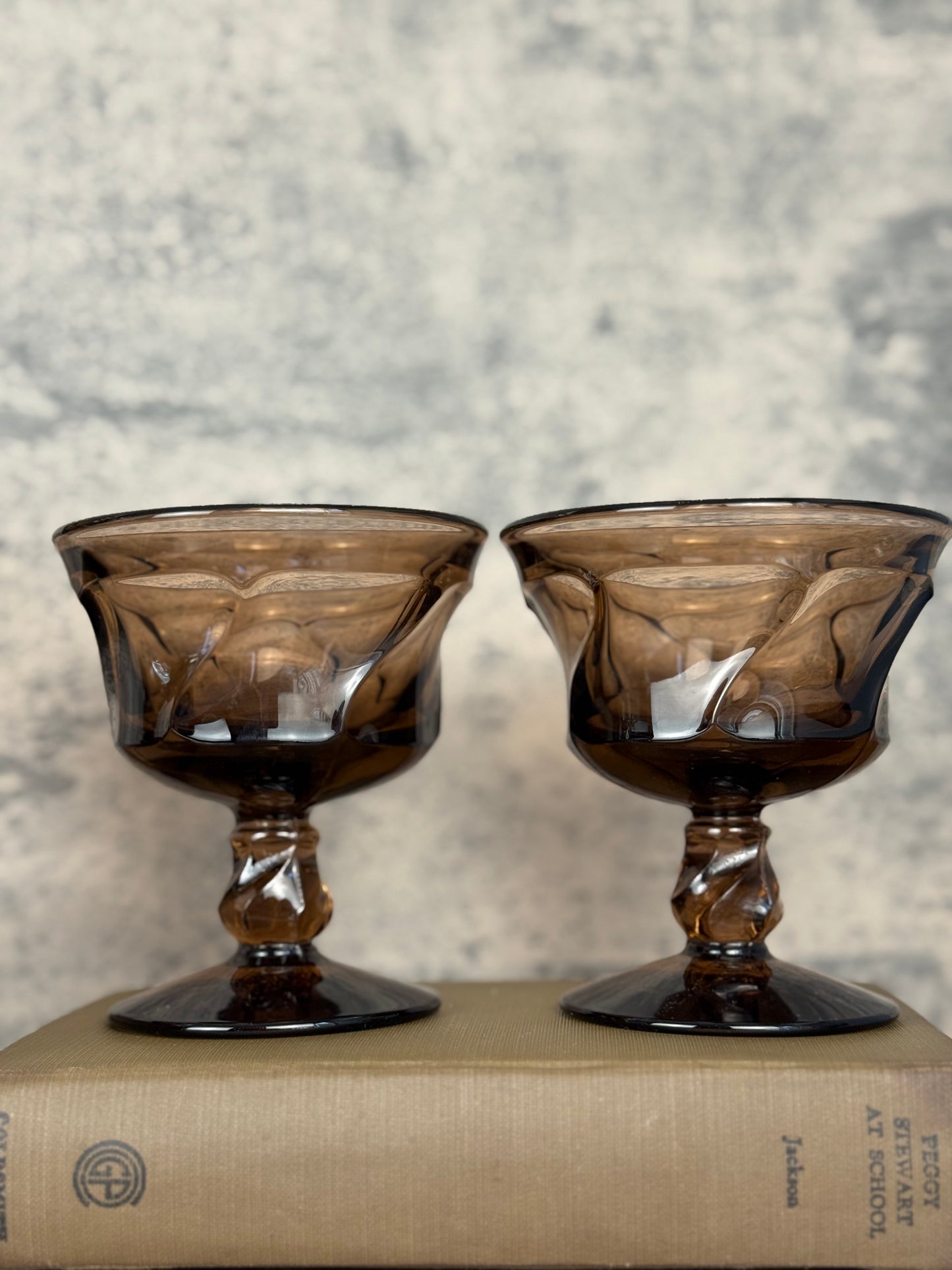 Fostoria Jamestown Amber Champagne Coupes, Set of 6 (1960's-1980's)